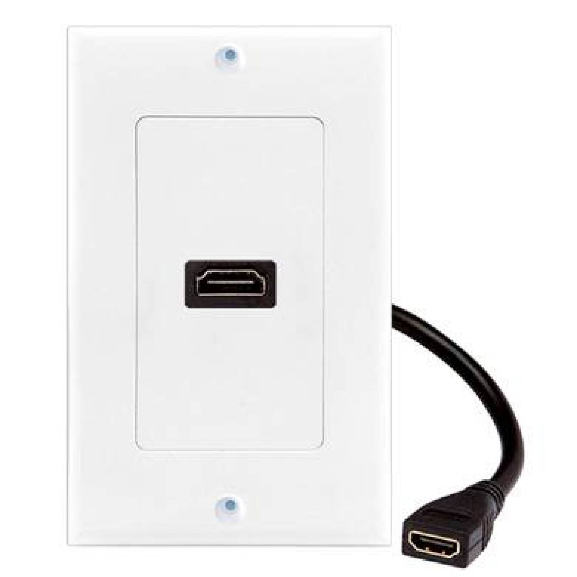 TAPA – FACEPLATE DE 1 PANEL CON JACK HDMI C/CABLE HEMBRA (PIGTAIL) – UNIVERSAL, STANDARD, BLANCO, BROBOTIX 073307