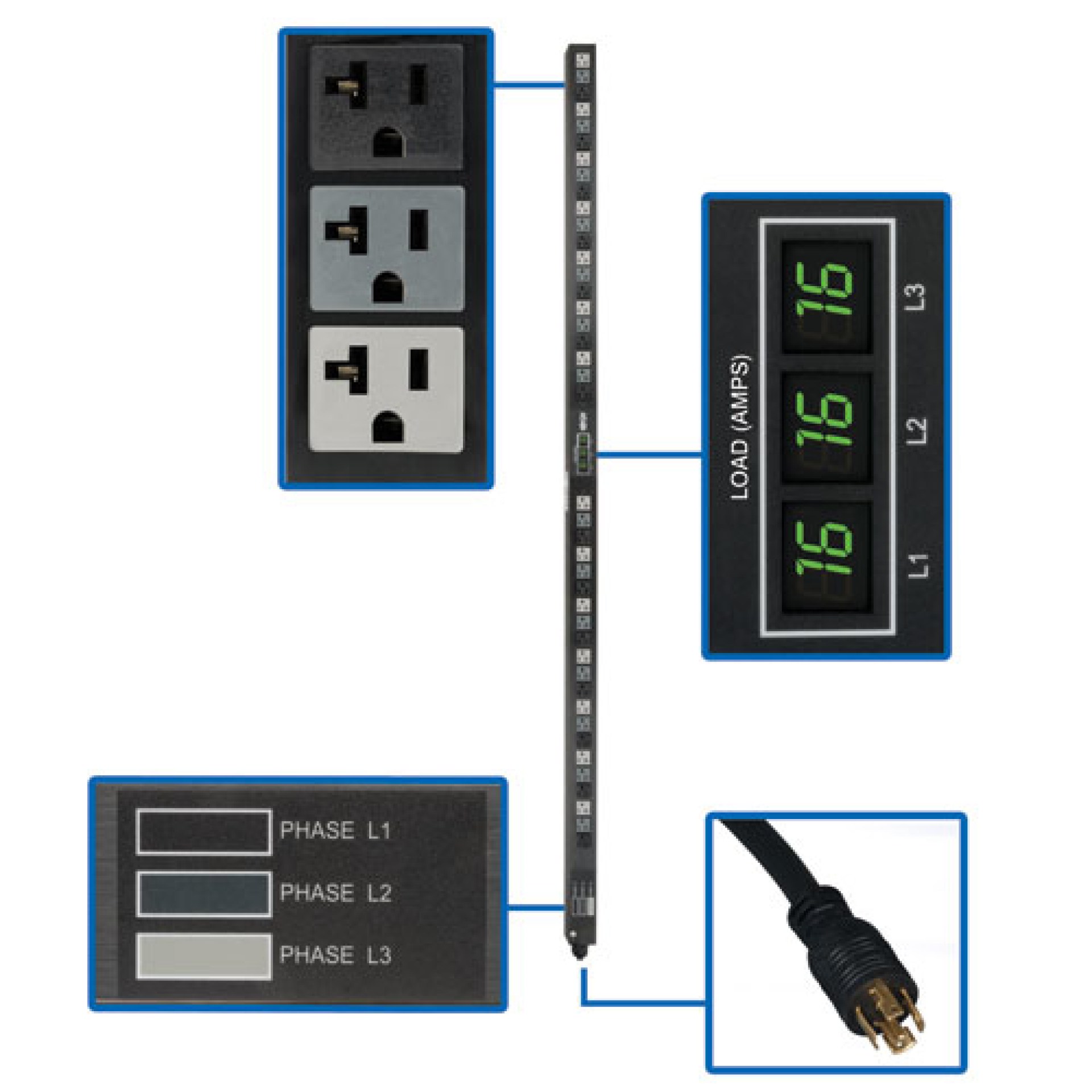 PDU TRIPP-LITE PDU3MV6L2120LV – Metered, 0U, Vertical, Acero