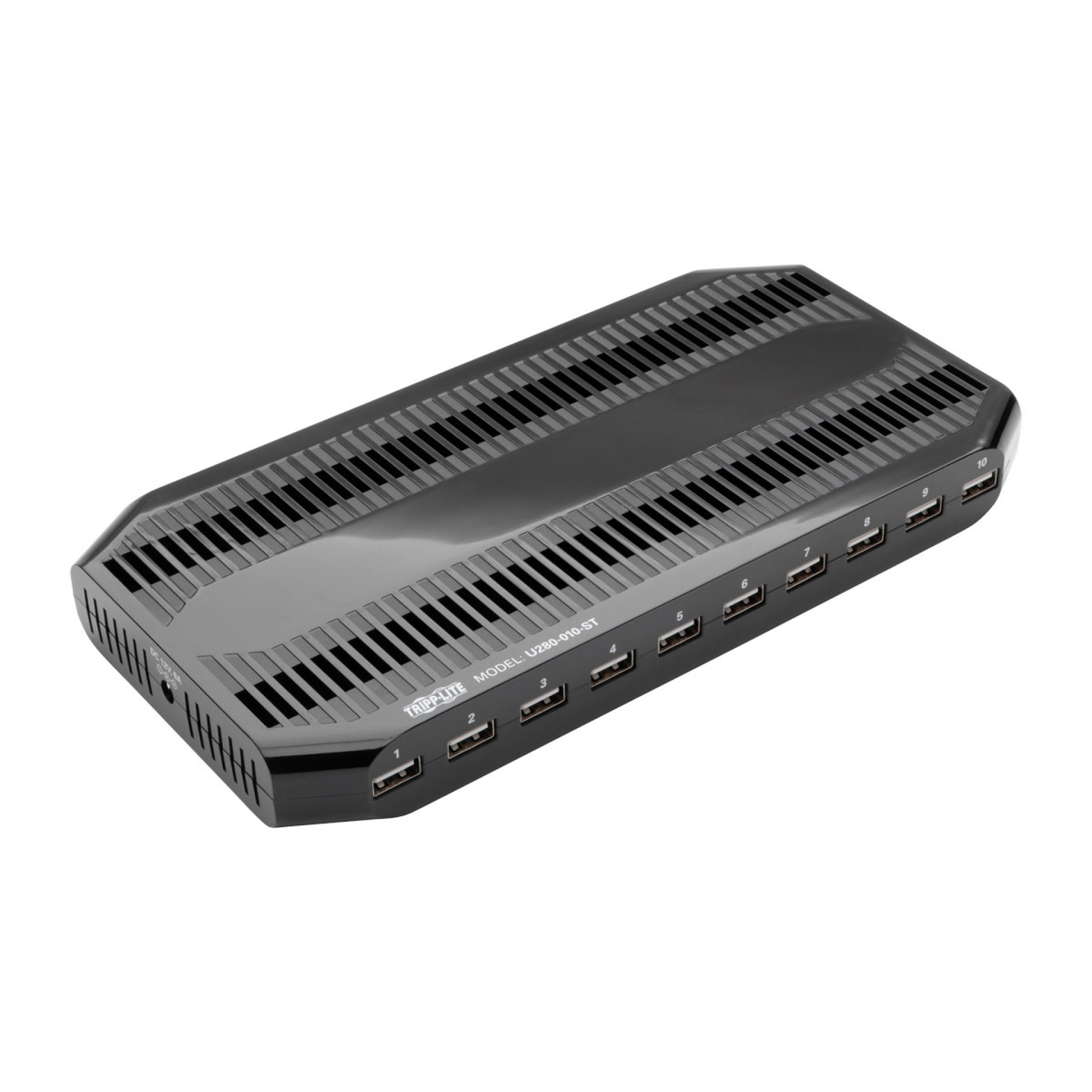 Estación de Carga USB Tripp Lite con 10 Puertos con Almacenamiento Ajustable – Salida del Cargador USB 12V 8A (96W) U280-010-ST