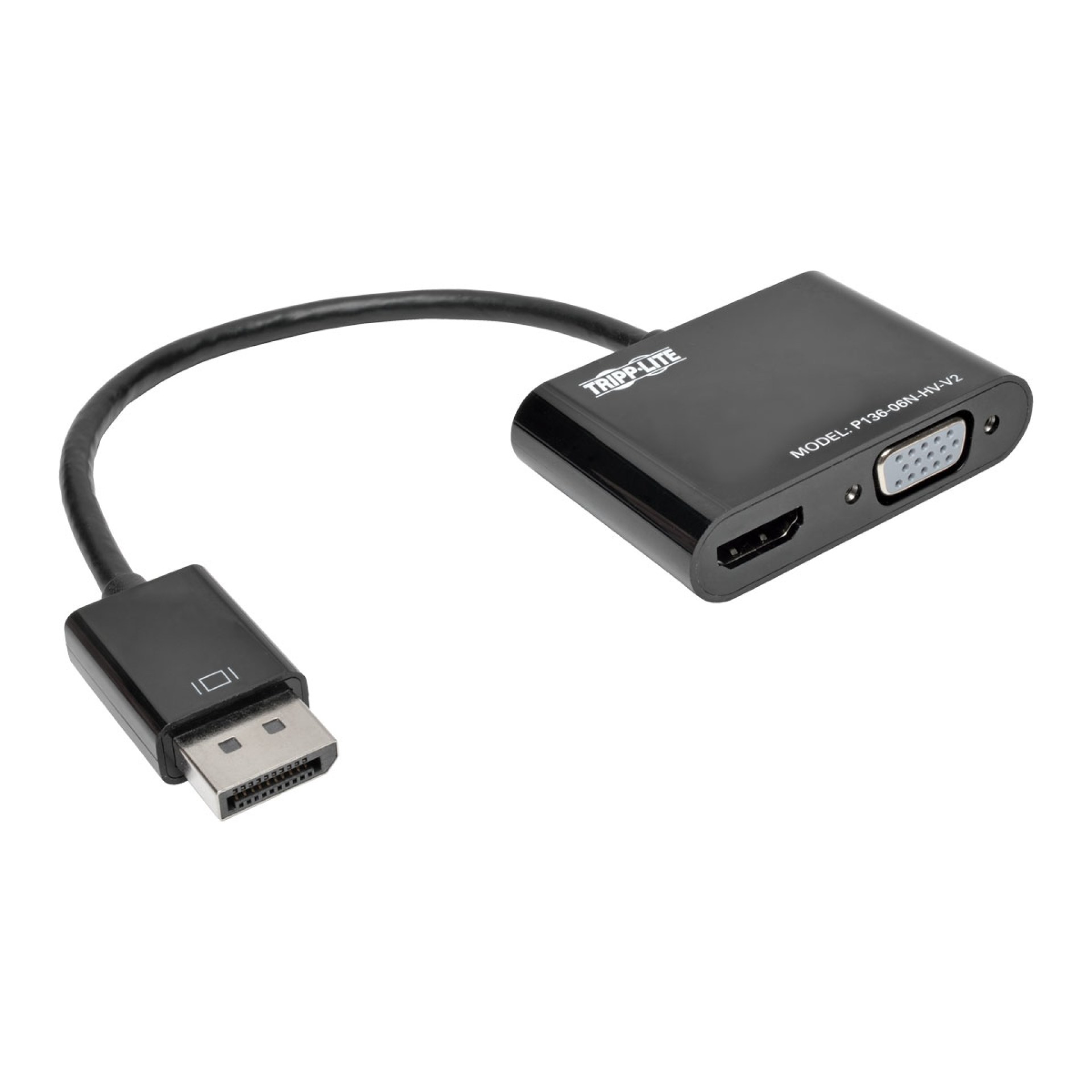 Adaptador DisplayPort  TRIPP-LITE  P136-06N-HV-V2 – DisplayPort, VGA/HDM, Negro