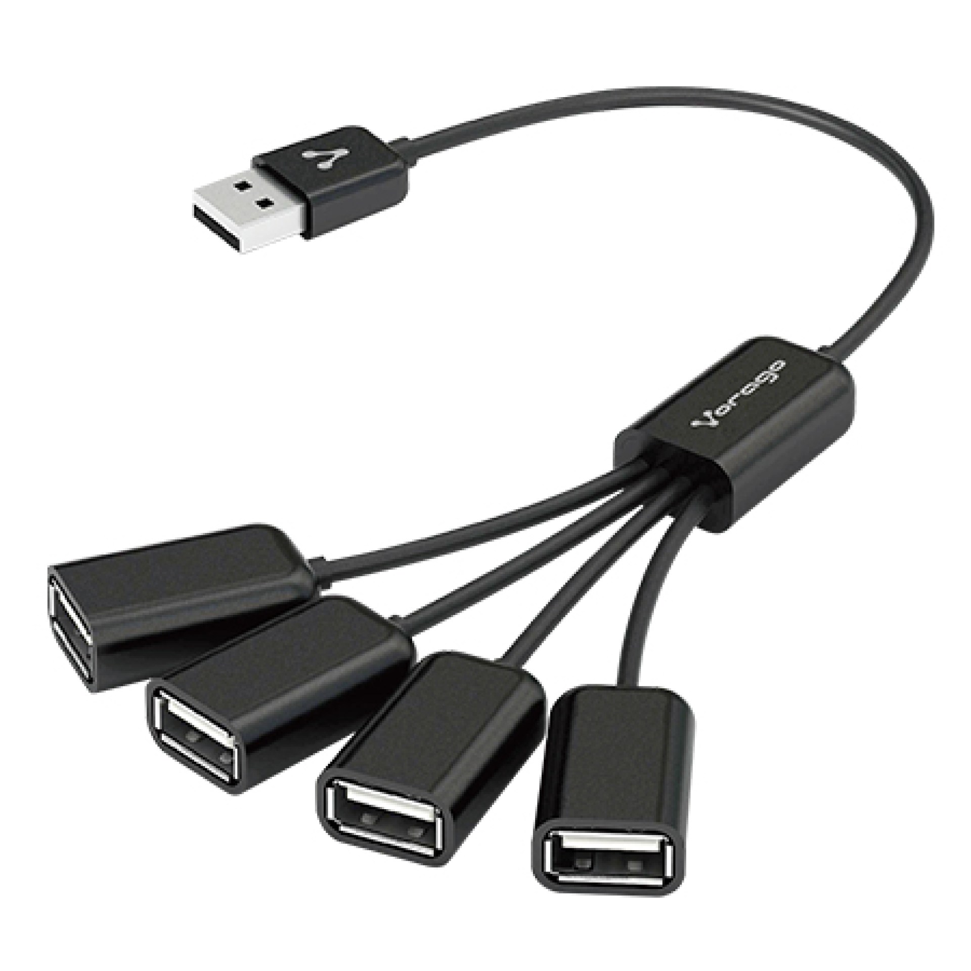 Hub USB VORAGO HU-101 – USB 2.0, Negro, 4 puertos