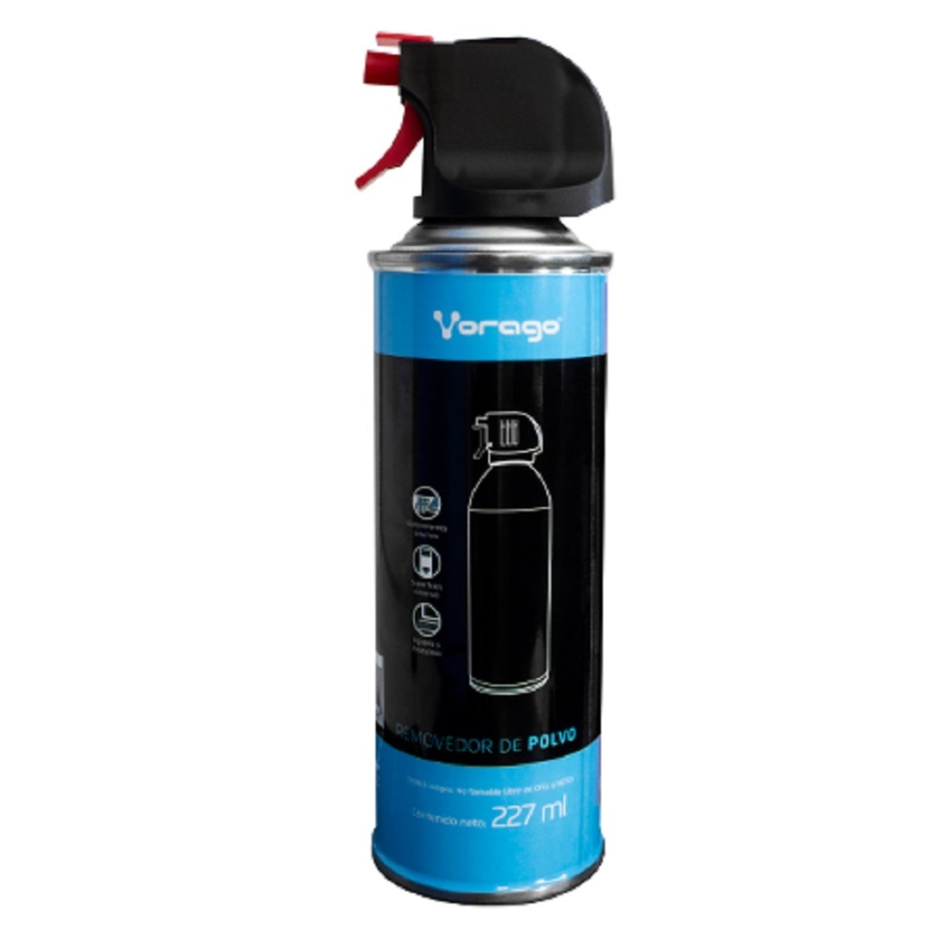 Aire Comprimido Vorago 227ml VORAGO CLN-106 – Negro c/ Azul, 227 ml, Aire comprimido, Limpieza de equipos, Tetrafluoroetano