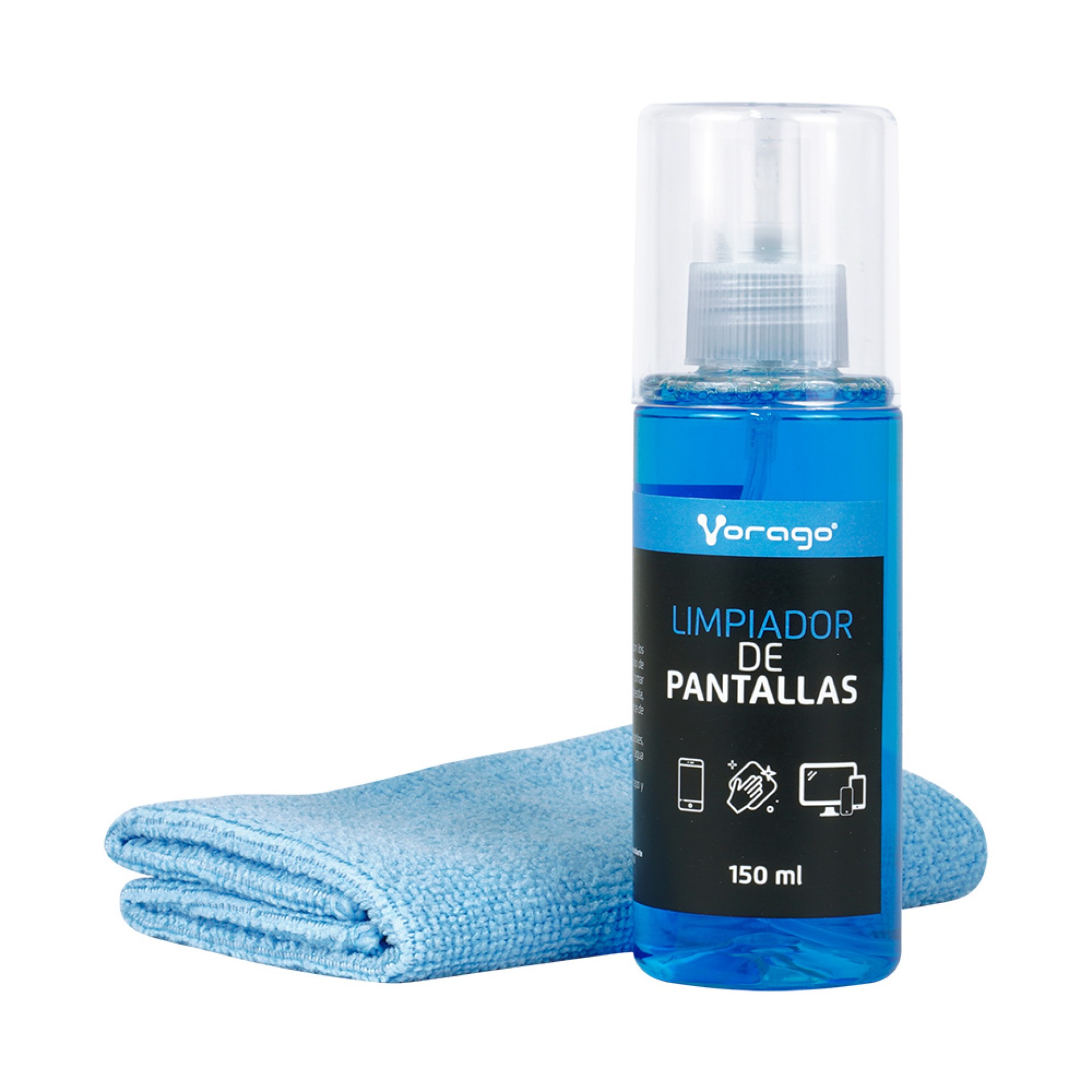 Limpiador de Pantallas Vorago CLN-109 150ML con franela Microfibra. –
