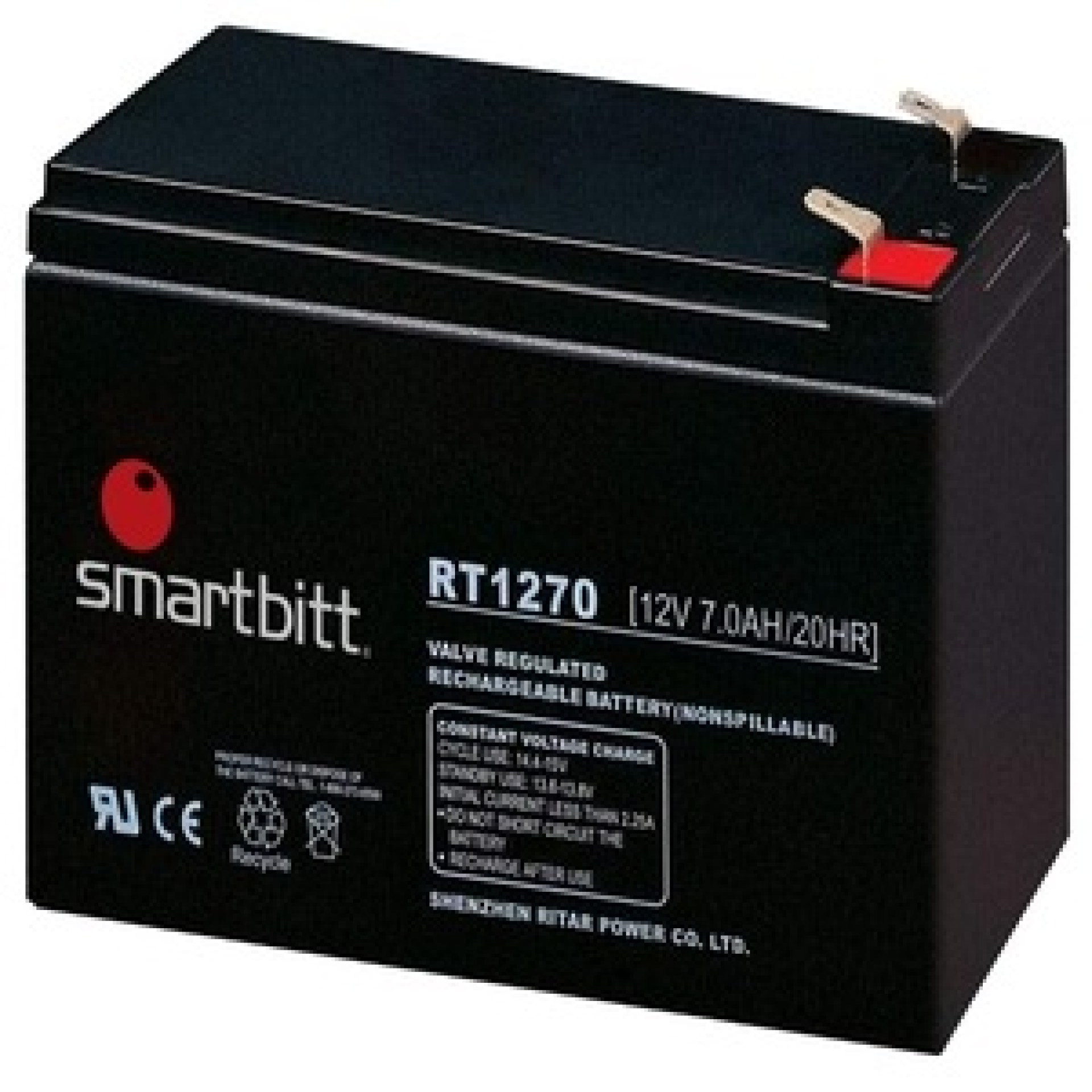Batería de Reemplazo SMARBITT SBBA12-7 – Negro, 12 V, 7 Ah
