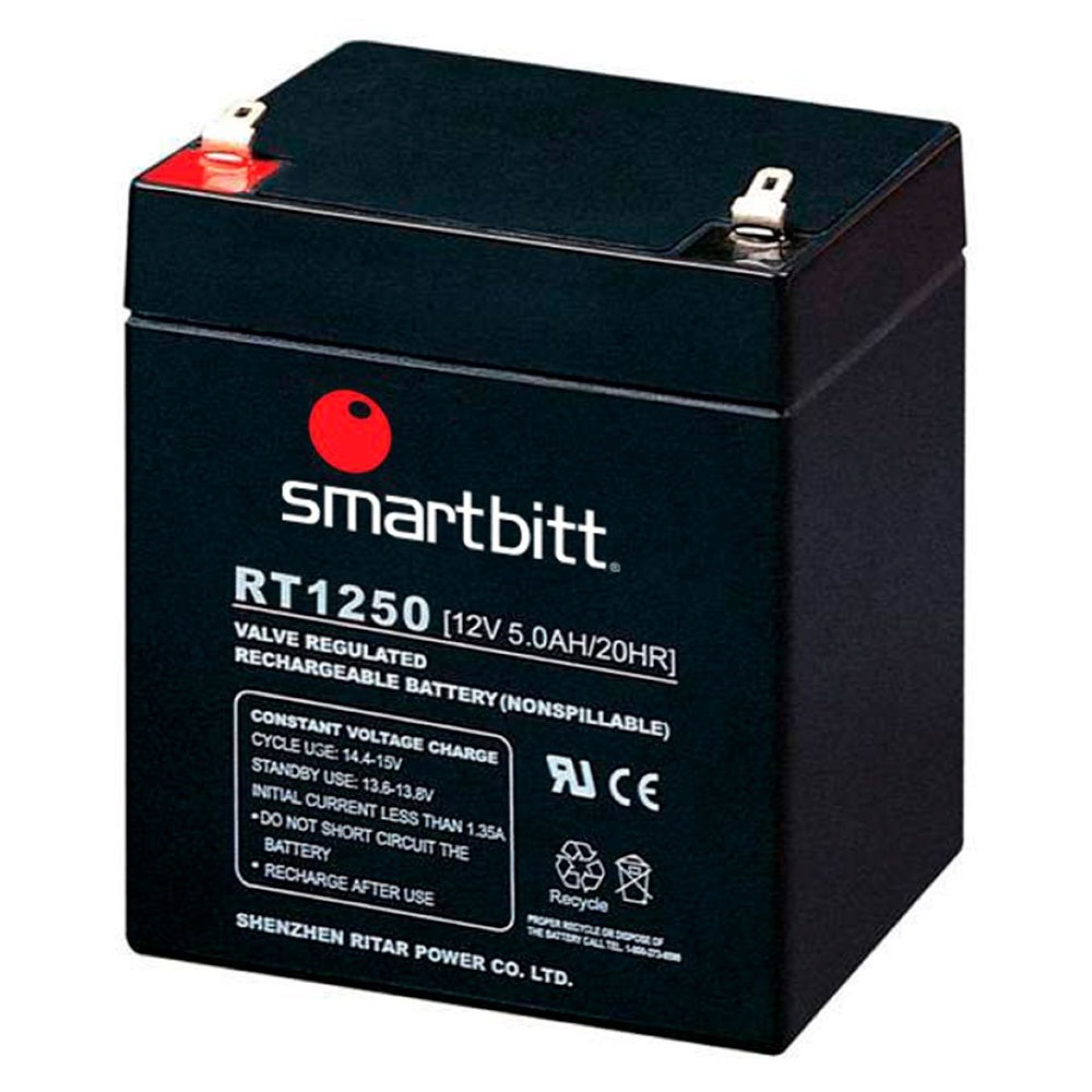 Batería de Reemplazo SMARTBITT SBBA12-5 – Negro, 12 V, 5 Año(s), 5 AH, Plomo-ácido
