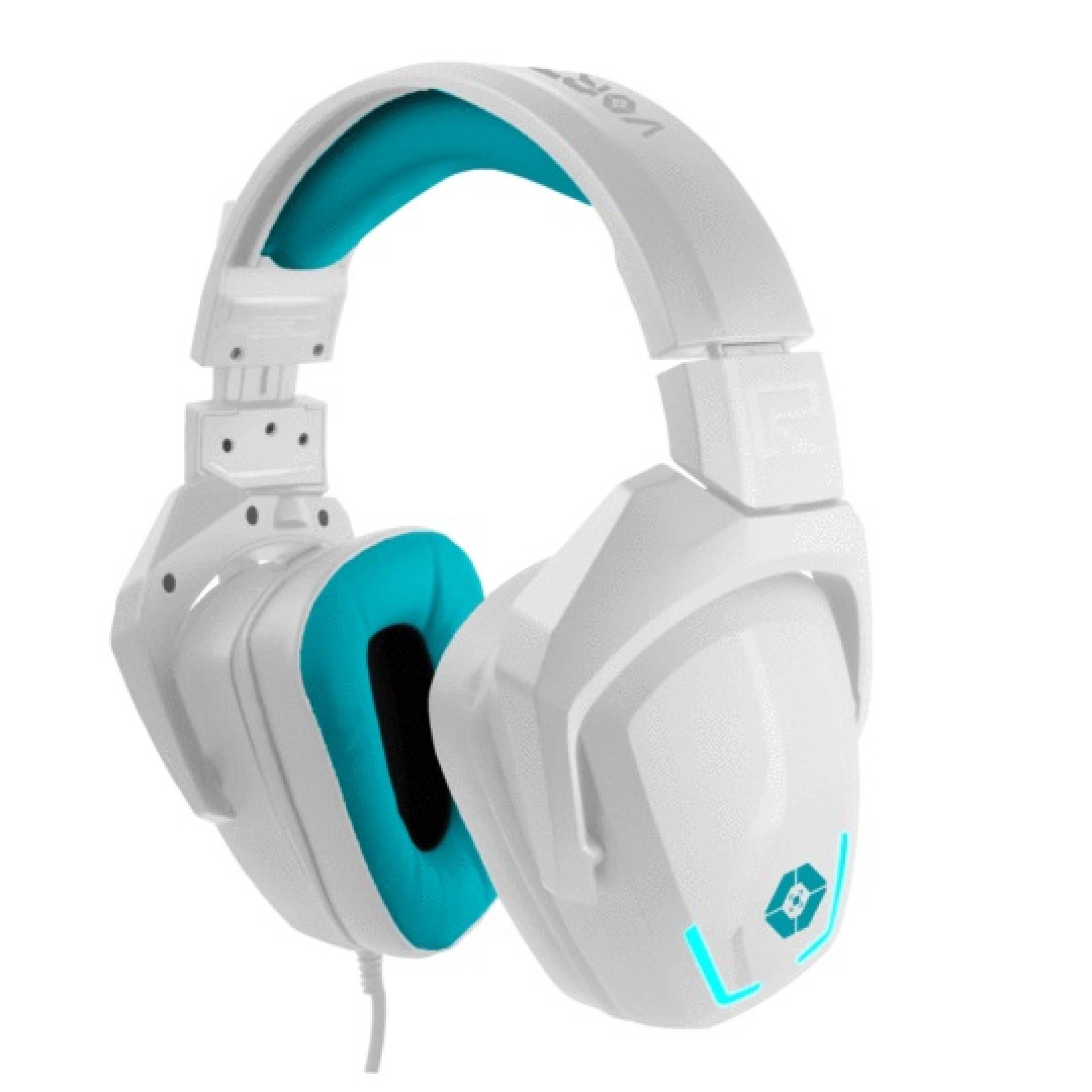 Diadema Gamer VORTRED V-930433 – Blanco/Cian, USB
