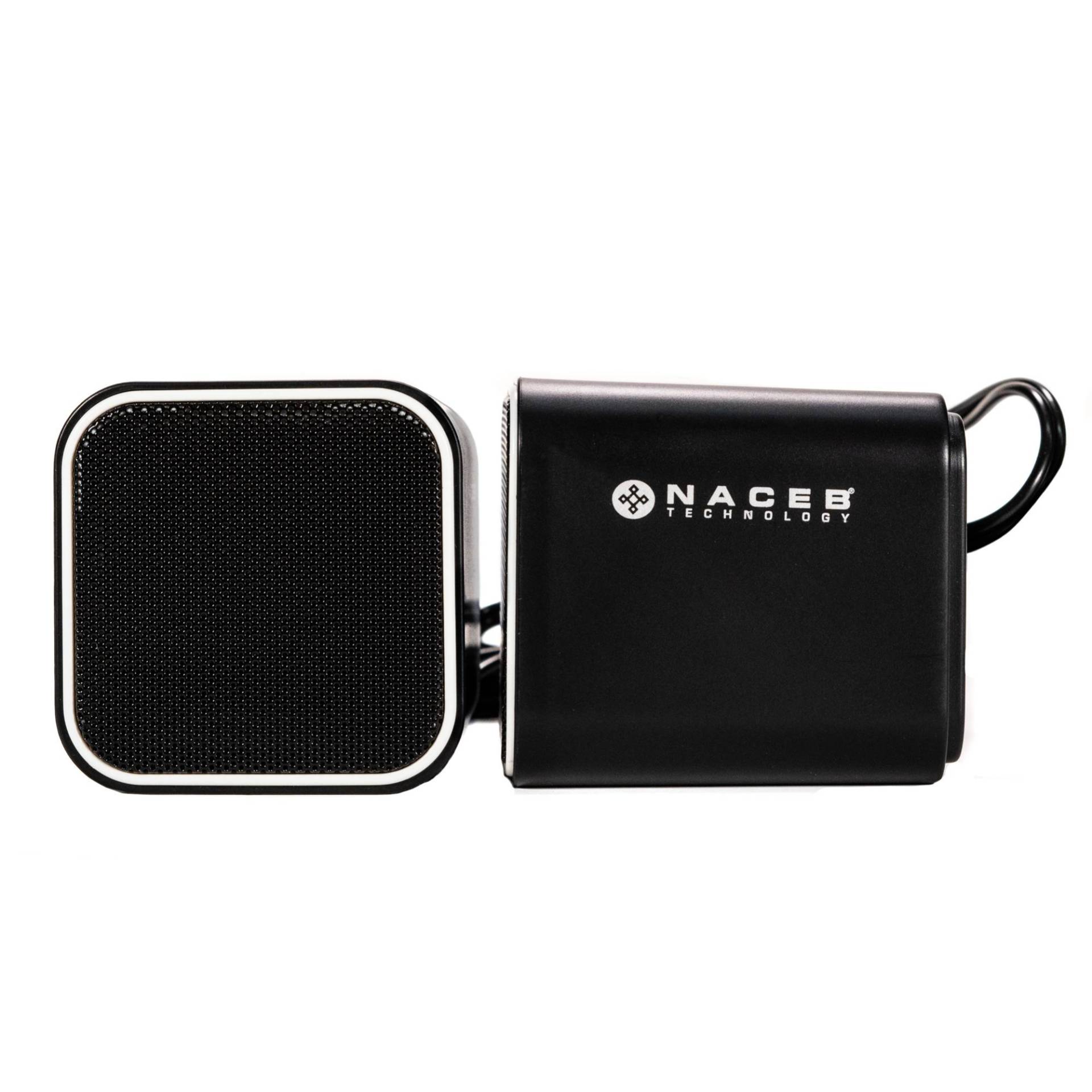 Par de bocinas MUILTIMEDIA Base escritorio – Control de volumen, Entrada de audifonos Color Negro Modelo (Naceb) 3W NA-082.