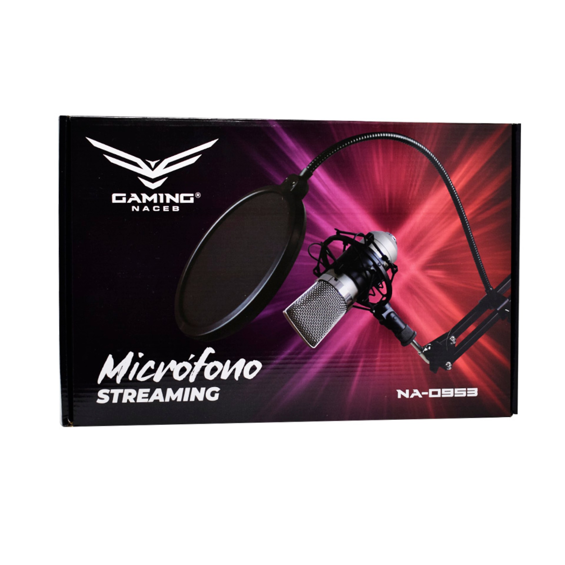 Micrófono Streaming Ajustable Shield Naceb Technology NA-0953 – 20Hz – 20 KHz, Negro, Plata