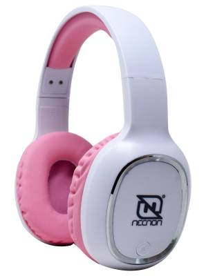 AUDIFONOS OVER-EAR BLUETOOTH NBH-04 PRO ALTA POTENCIA RADIO FM MICRO SD 3.5MML MANOS LIBRES BLANCO/ROSA –