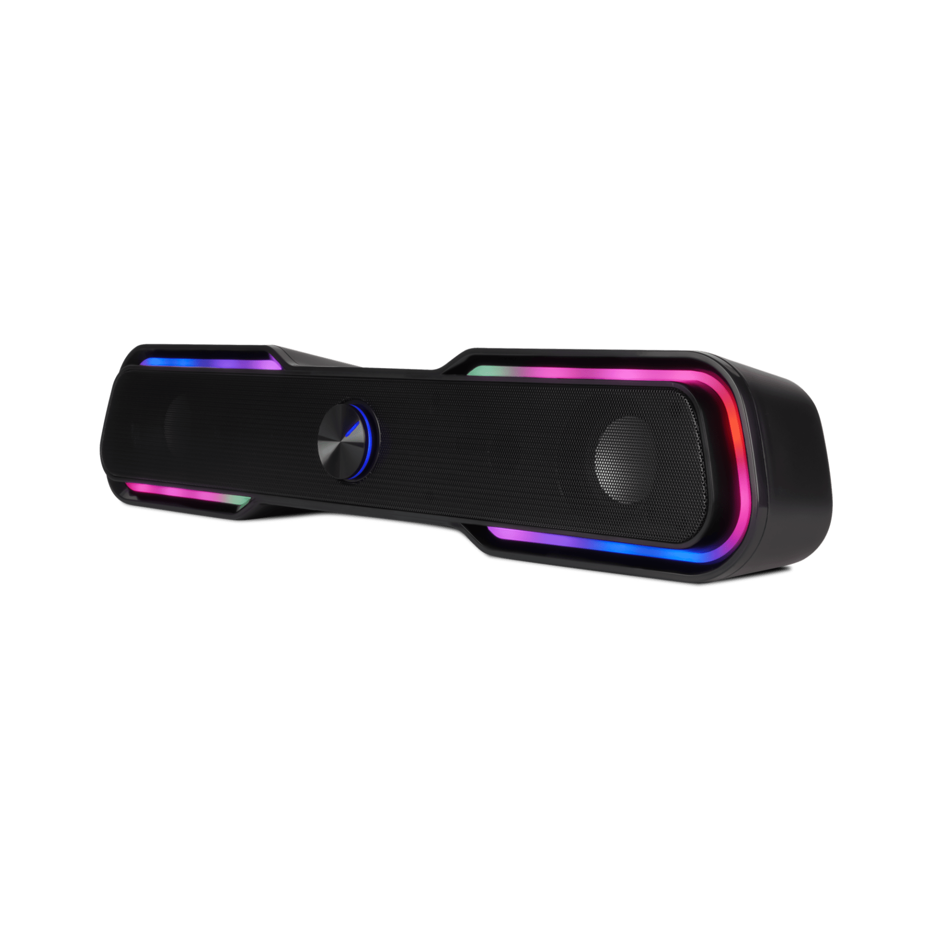 Bocinas VORAGO Start The Game BSP-350 Bluetooth 5.0/3.5mm/USB – 10W (2x5W), Iluminación RGB, Panel táctil, Color Negro.