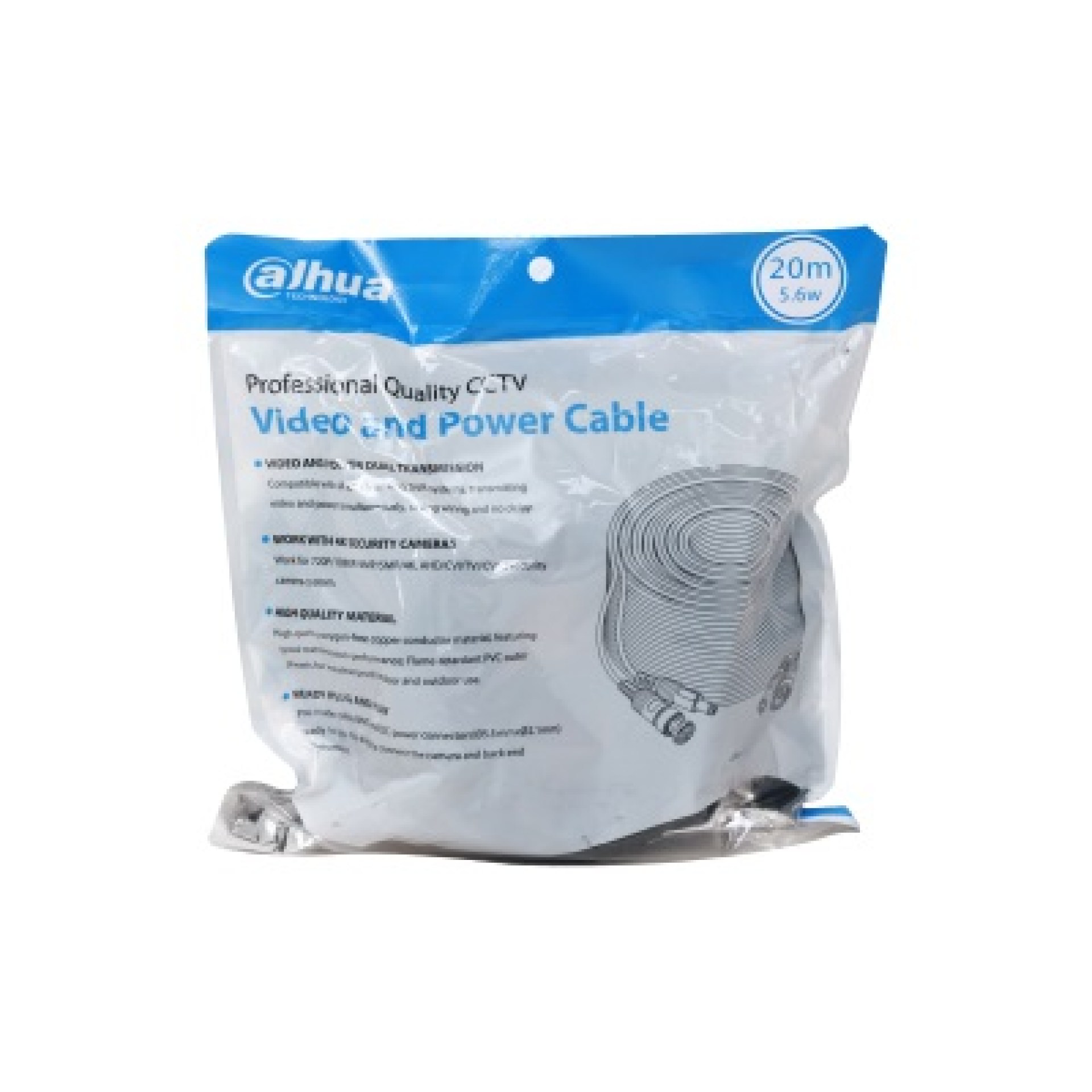 Cable de 20 Metros Armado para Video y Energía/ Para Camaras Hasta 4k/ Conectores BNC y de Energía/ Uso Exterior e Interior/ Cobre de Alta Pureza NB –