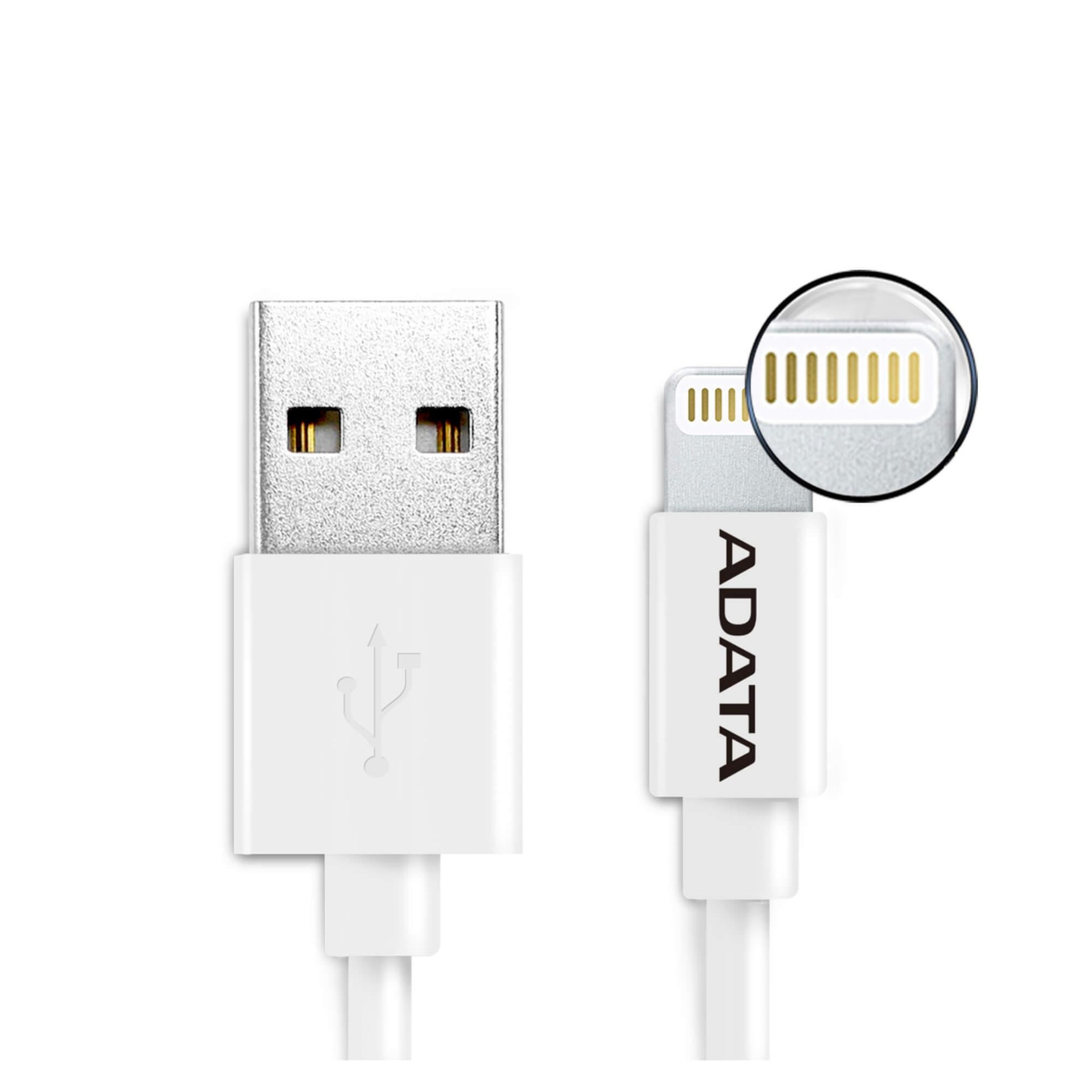 Cable Lightning ADATA AMFIPL-1M-CWH  ADATA AMFIPL-1M-CWH – USB, Lightning, Blanco