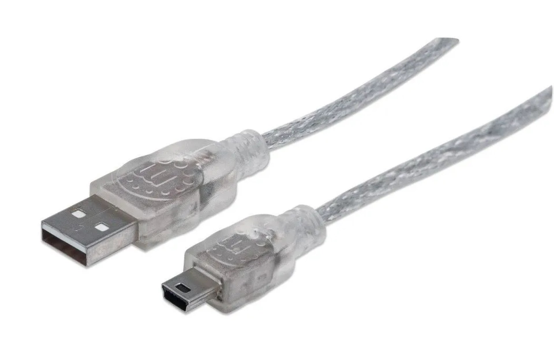 333412 Cable USB 2.0 – A macho a Mini-B macho, 480 Mbps, 1.8 m, Plateado translúcido