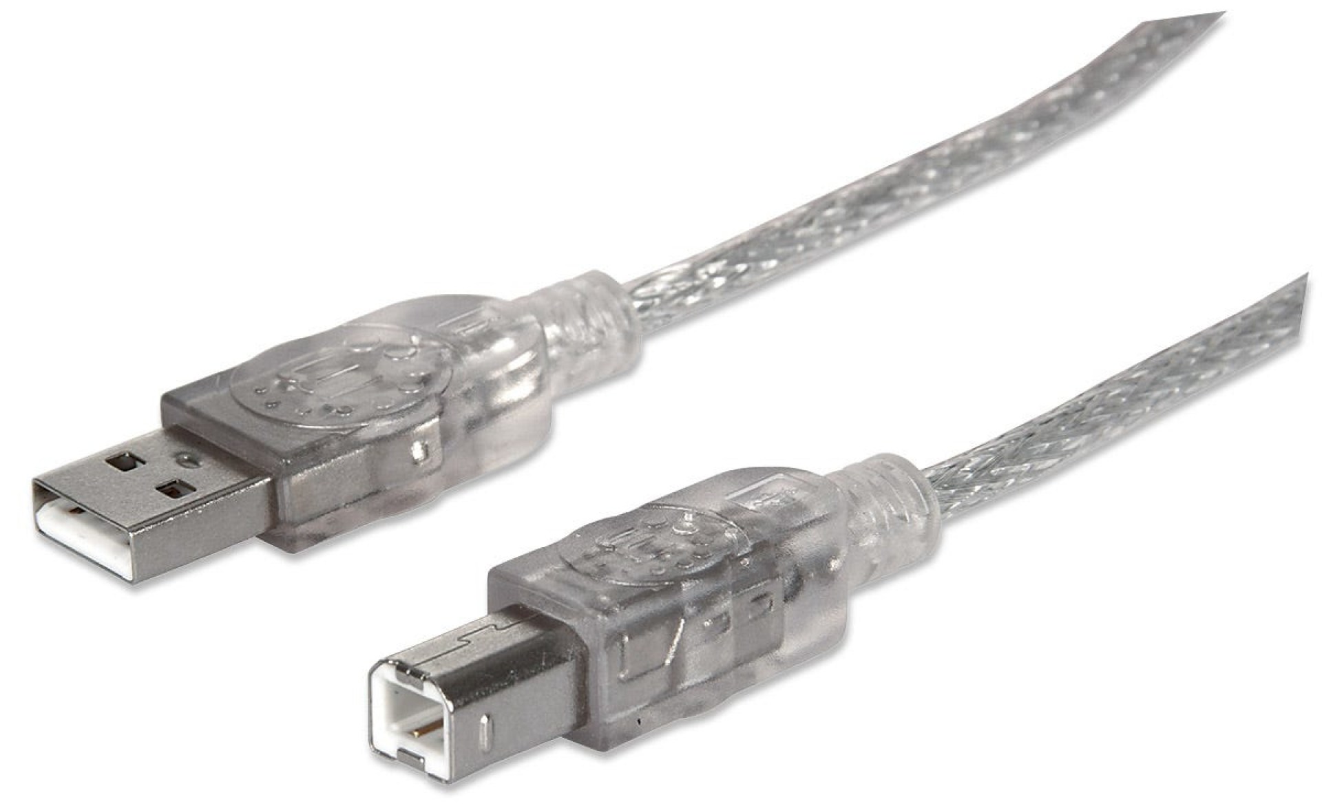 345408 Cable para impresora USB-A a USB-B de 5mts – color Plateado, Velocidades de hasta 480 Mbps.
