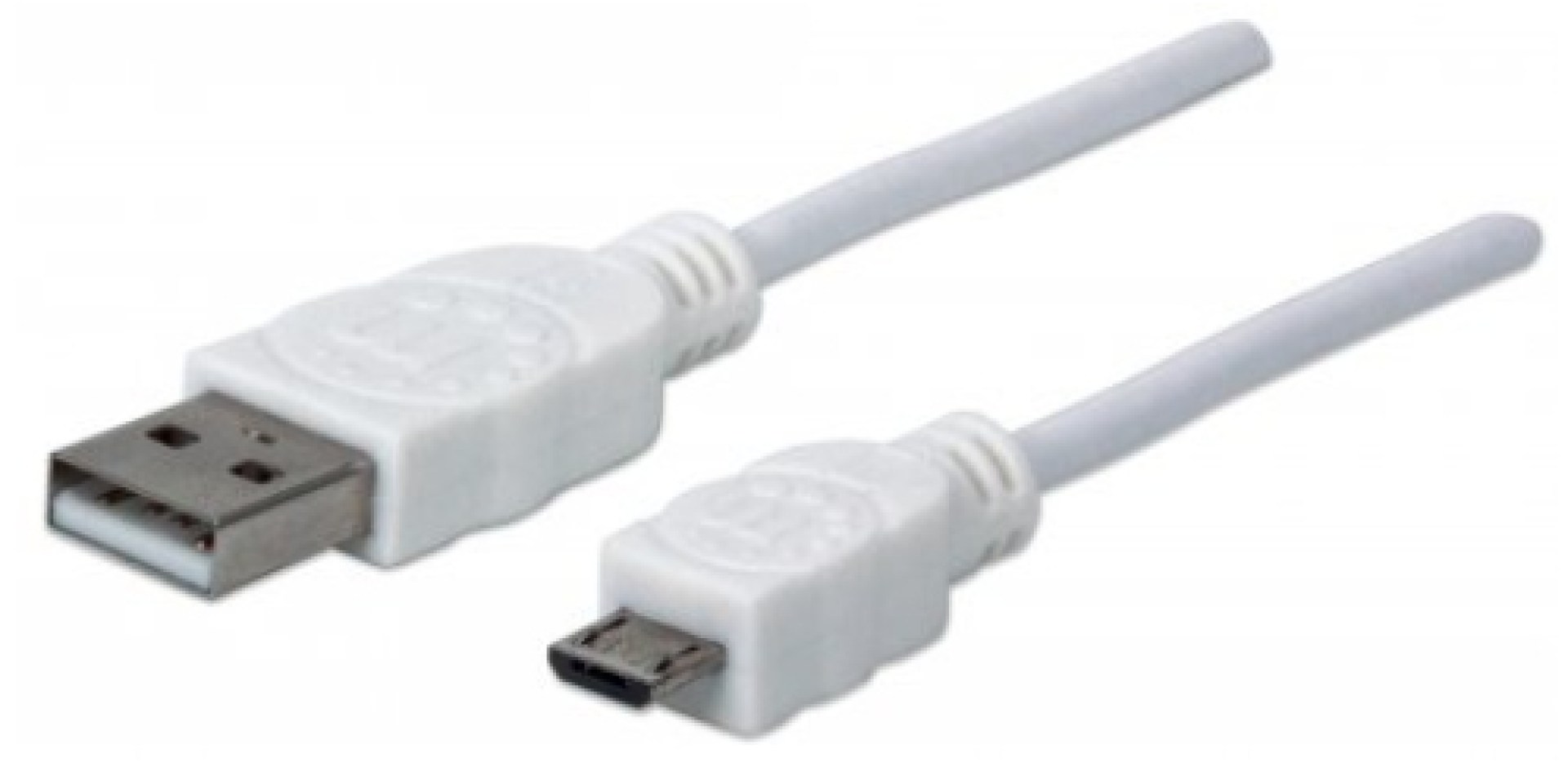 Cable USB a Micro B MANHATTAN 323987 – USB A, Micro-USB B, Macho/Macho, 1 m, Color blanco