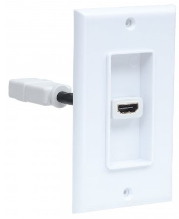 771719 Placa de pared HDMI de un puerto – Compatible con cajas de montaje de distribución sencilla, ranuras y cajas montadas en pared.