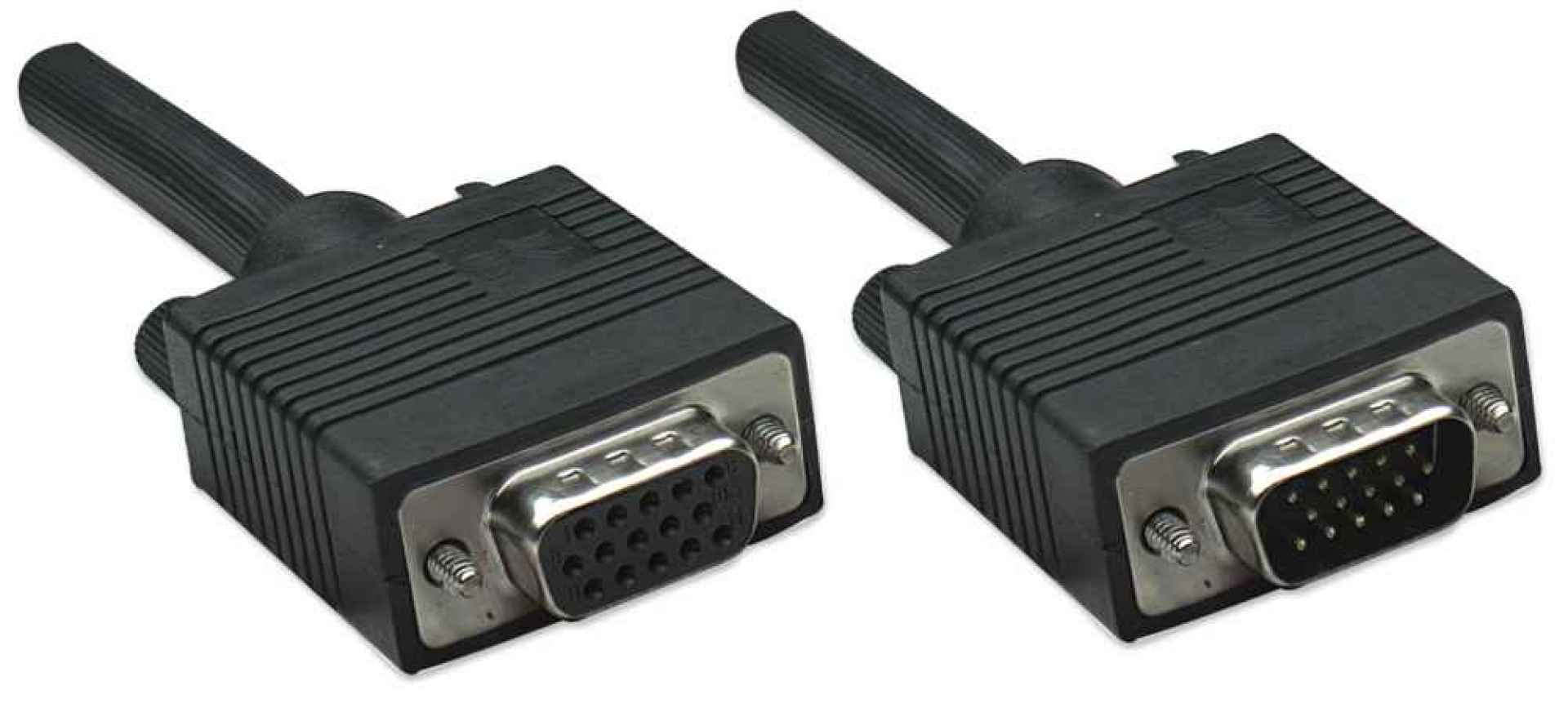 309011 Extension VGA HD15 macho a HD15 hembra; 1.8 m. Negro – completamente blindado para reducir la interferencia.