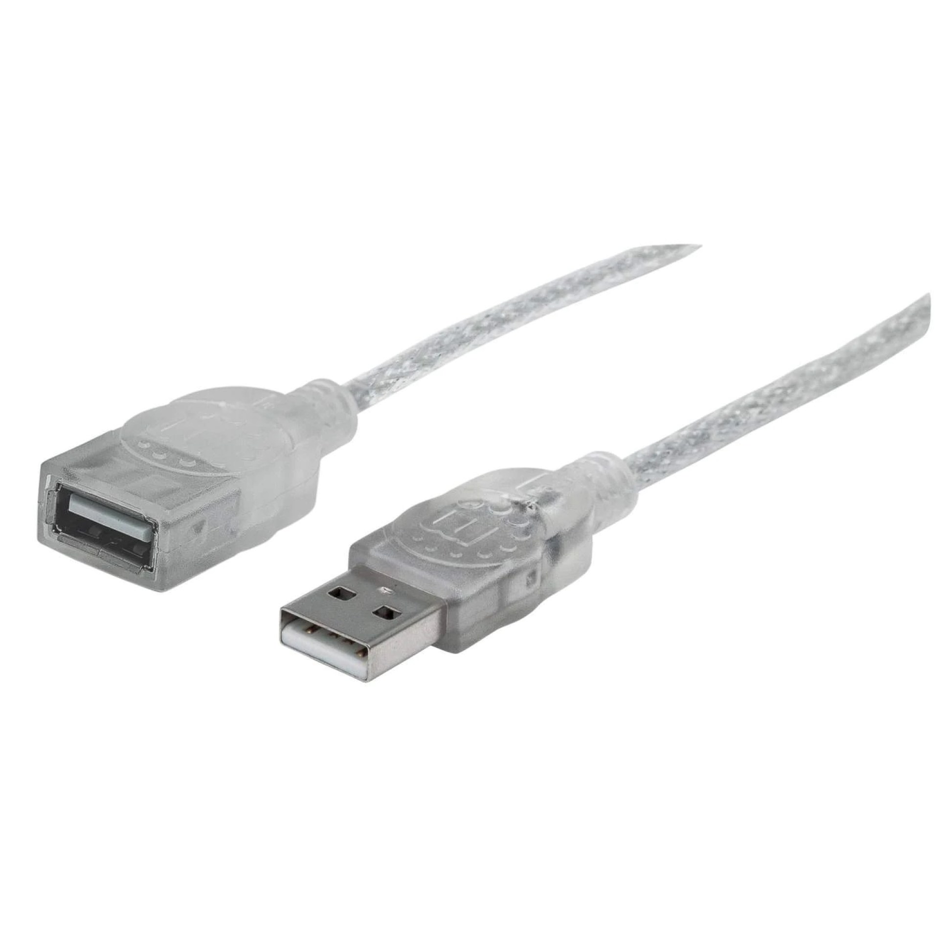 336314 Extensión USB 2.0 de Alta Velocidad 1.8m Color Plateado translucido – Velocidades de hasta 480 Mbps