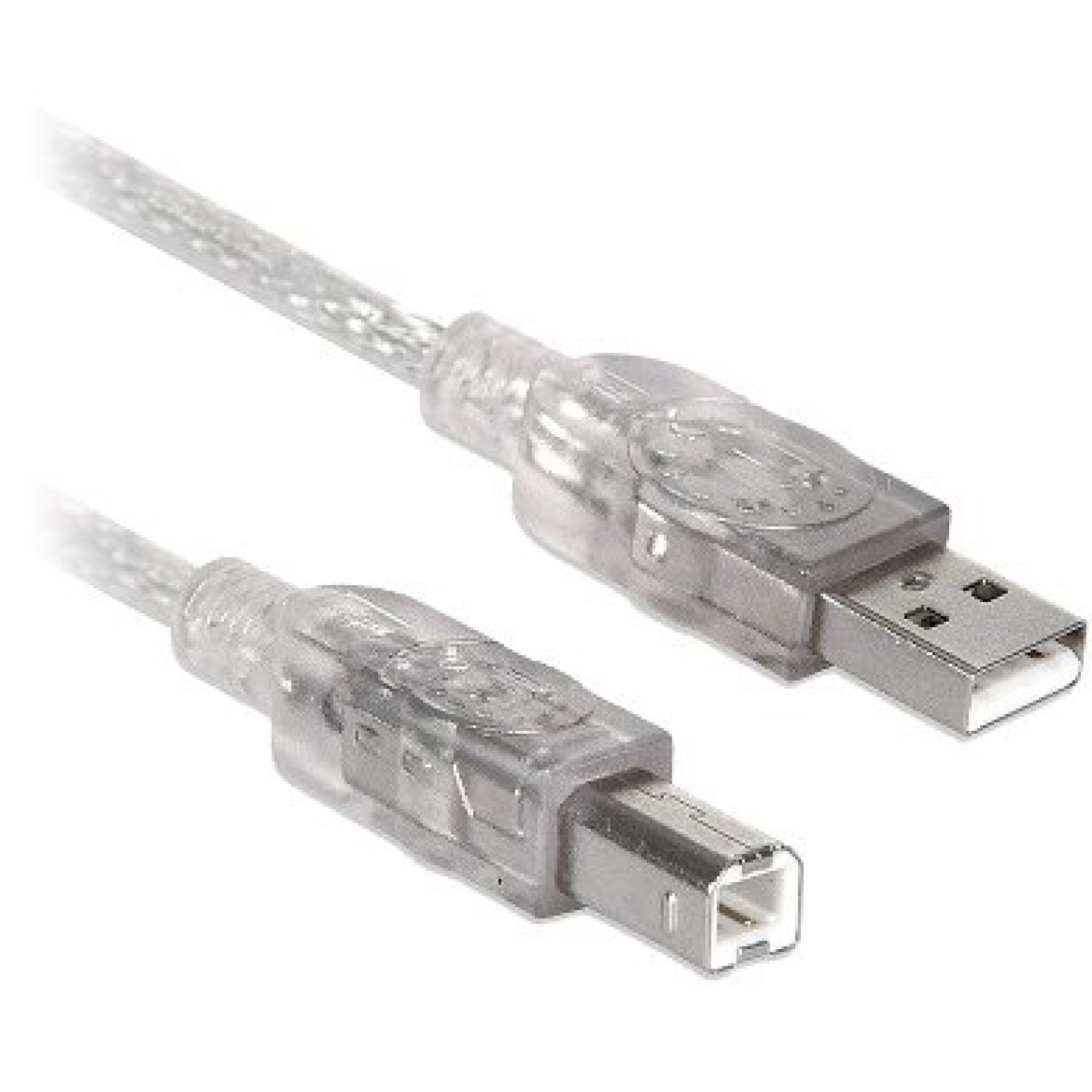 Cable USB A a B – V2.0 Para impresora universal, Plateado translucido, 1.8 m, 102327 BROBOTIX