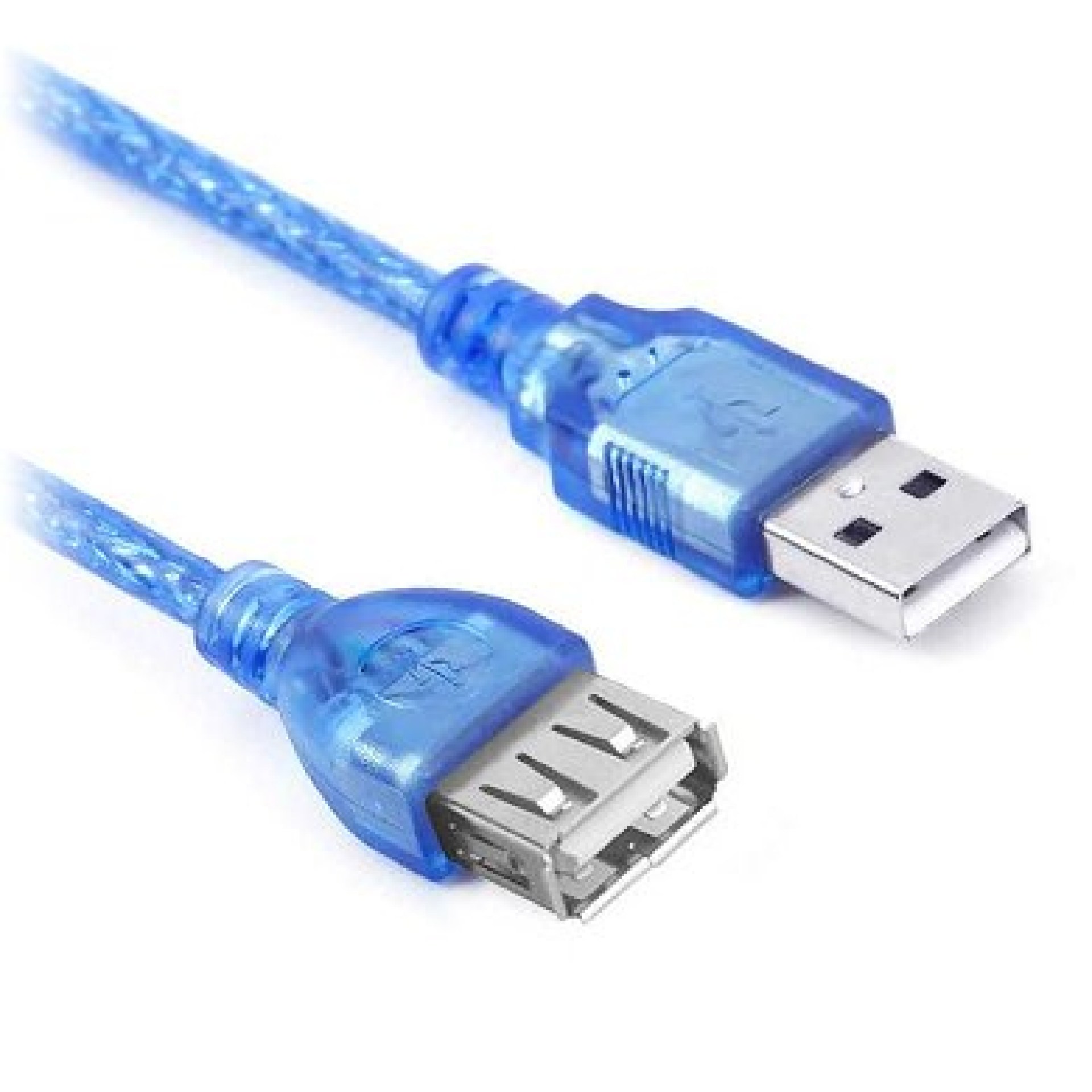 Cable USB V2.0 BROBOTIX 651534 – USB V2.0, Tipo A, USB V2.0, Tipo A, Macho/hembra, 5 m, Azul Traslucido
