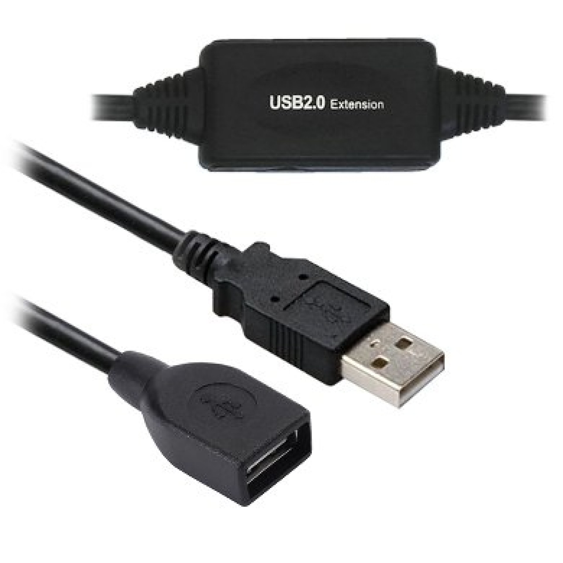 Cable USB V2.0  BROBOTIX 150156 – USB Tipo A macho, USB Tipo A hembra, Macho/hembra, 20 m, Negro