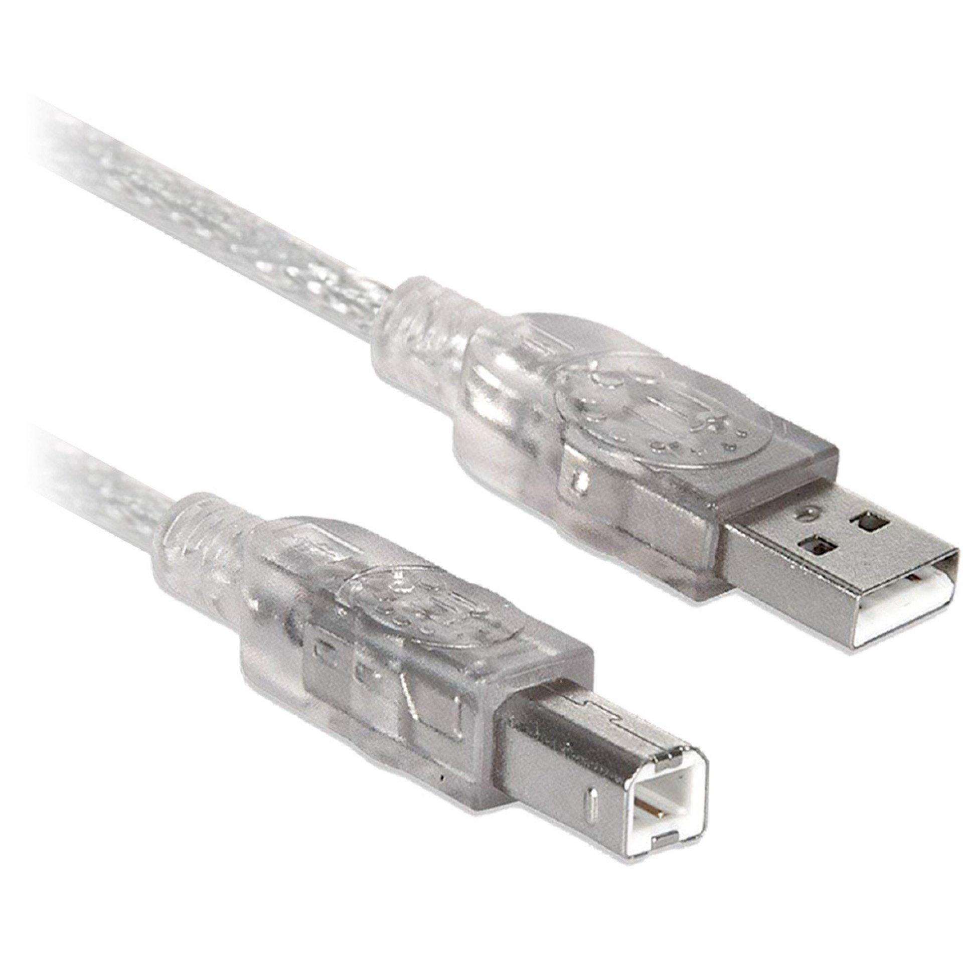 Cable USB A a B – V2.0 Para impresora universal, Alta velocidad, Plateado translucido, 4.5 m, 102366 BROBOTIX