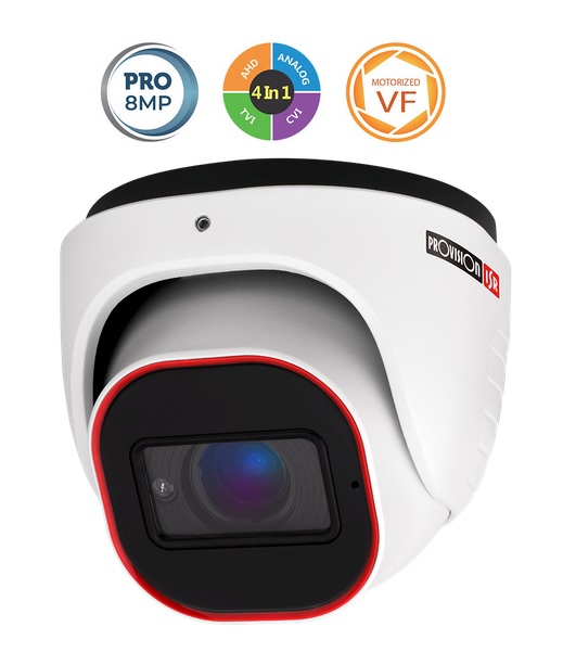 Camara domo AHD 8 MP(AHD/TVI/VCI) – 5 MP(AHD/TVI), 700 TVL (CVBS), Lente VFM 2.8-12mm (78°-31.3°), IR hasta 40 mts, BLC, CoC, IP67