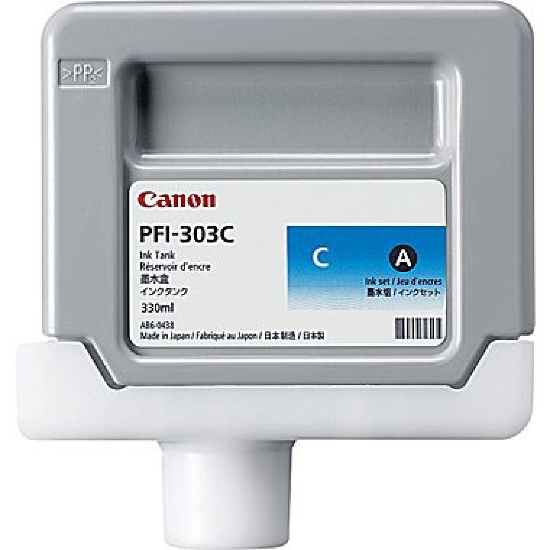 Tanque de tinta CANON PFI-303 – Cian, 330ml. Tecnología de impresión inyección de tinta. Tinta a base de pigmentos