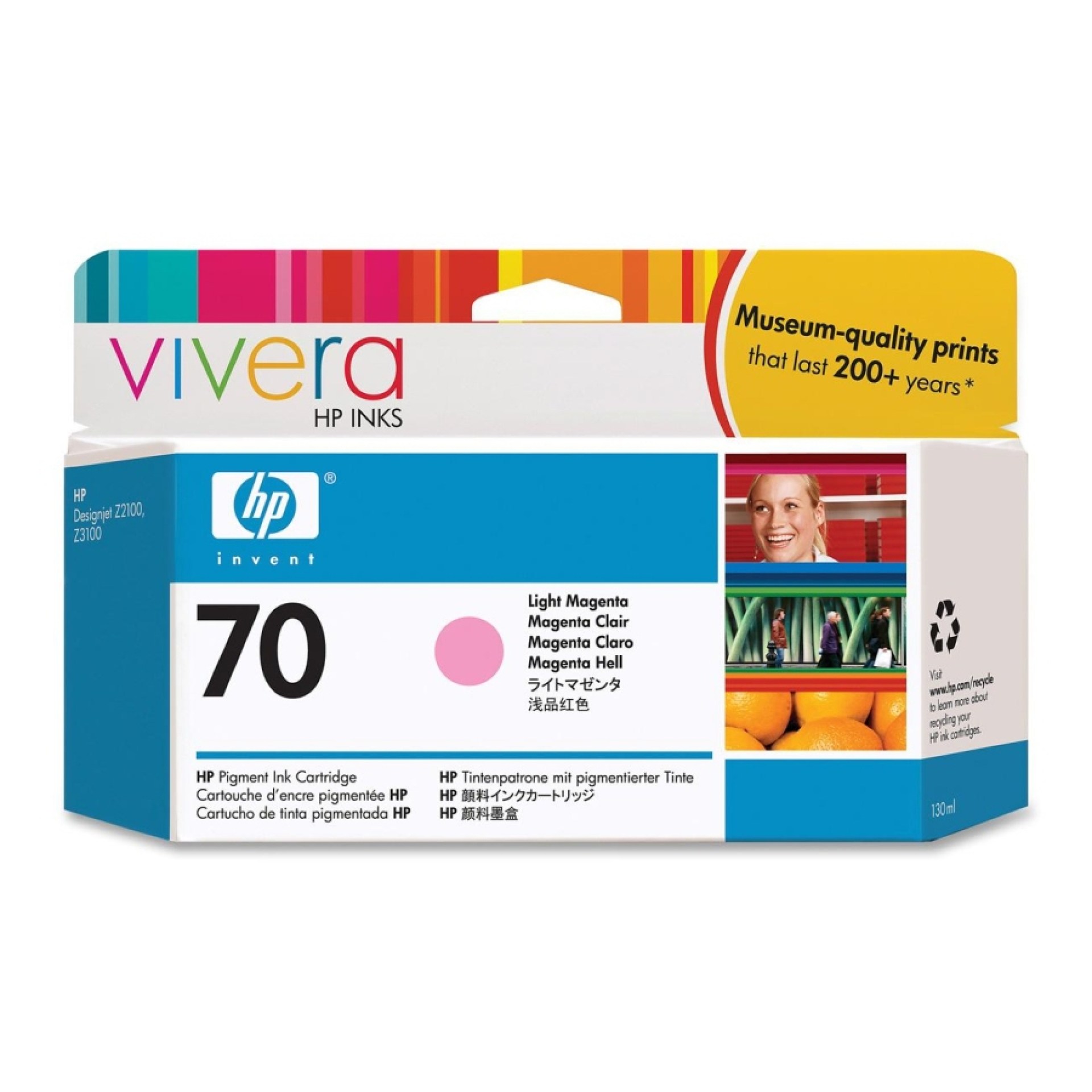 Tinta HP 70 – C9455A, Magenta Claro 130ml