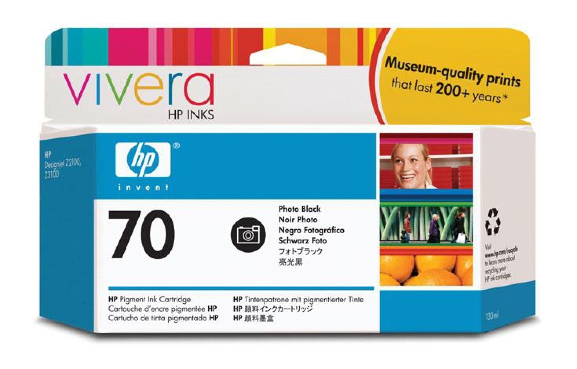 Tinta HP 70 – C9410A, Negro Fotográfico 130ml