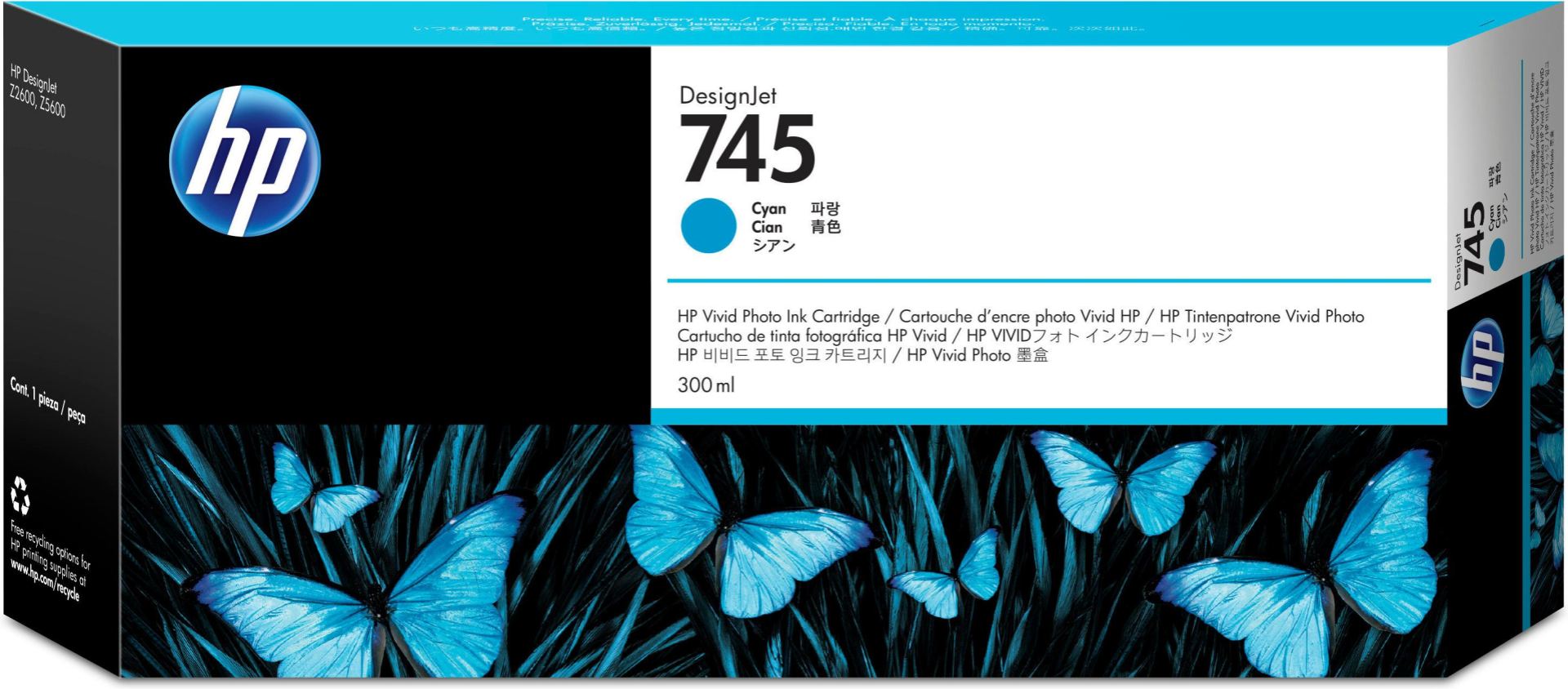 Tinta HP 745 – F9K03A, Cian 300ml