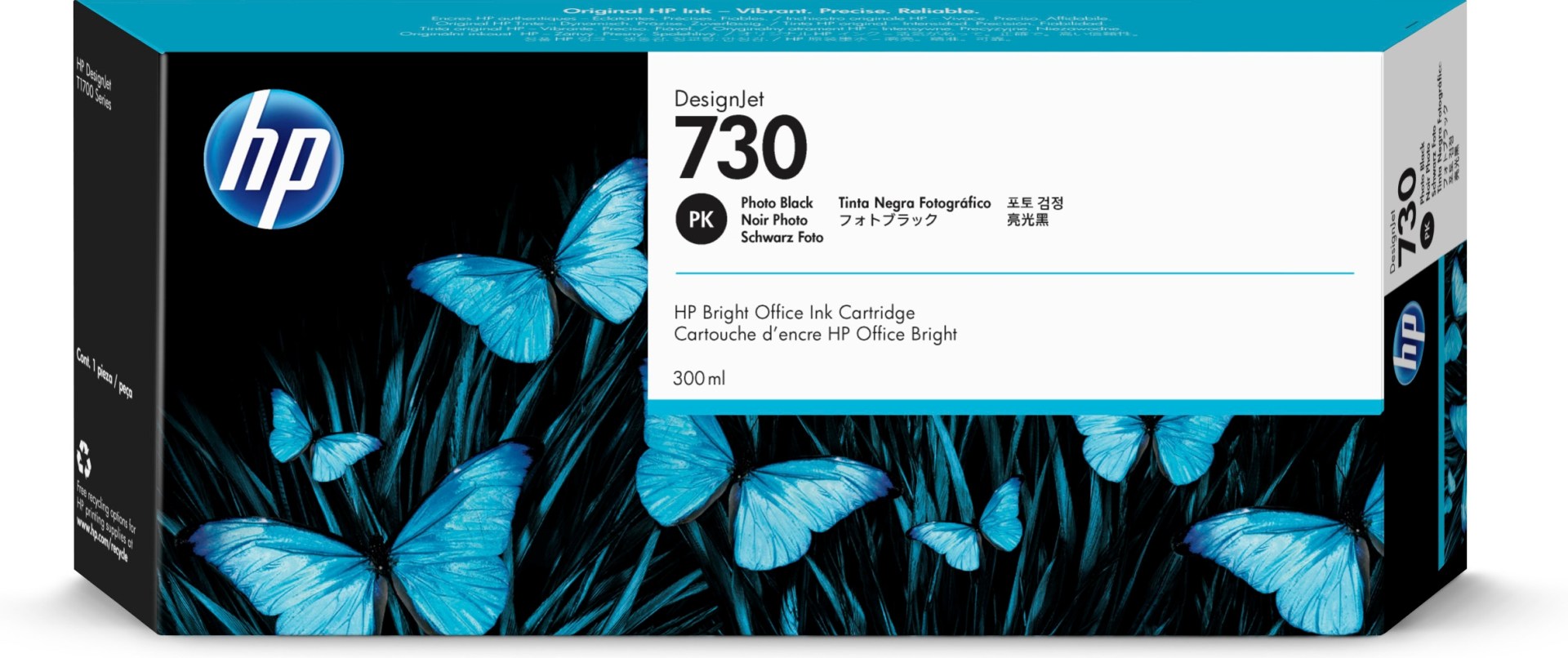 Tinta HP 730 – P2V73A, Negro Fotográfico 300ml