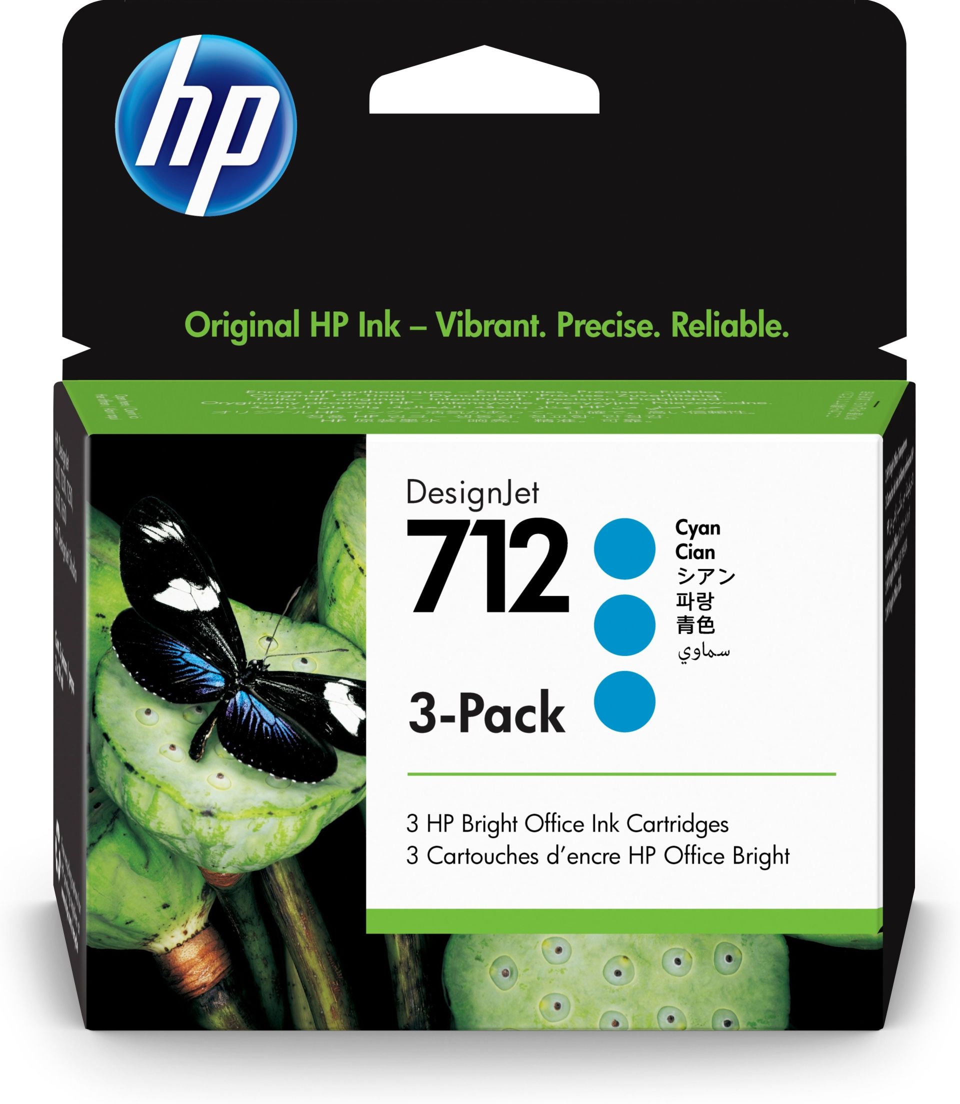 Tinta HP 712 – 3ED77A, Cian 29 ml – 3 Piezas