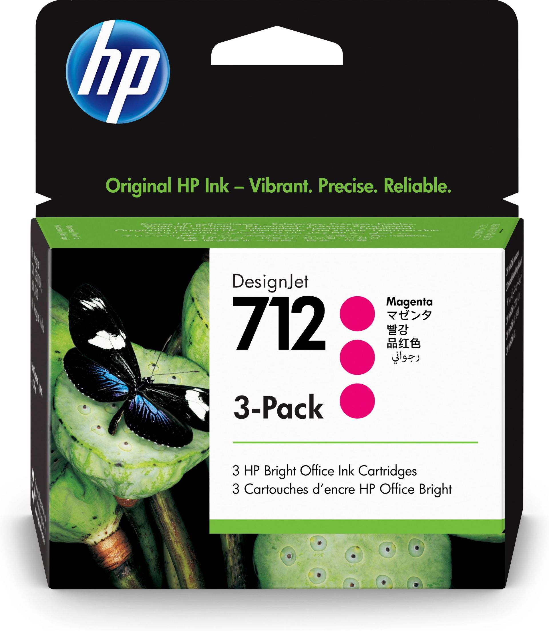 Tinta HP 712 – 3ED78A, Magenta 29 ml – 3 Piezas