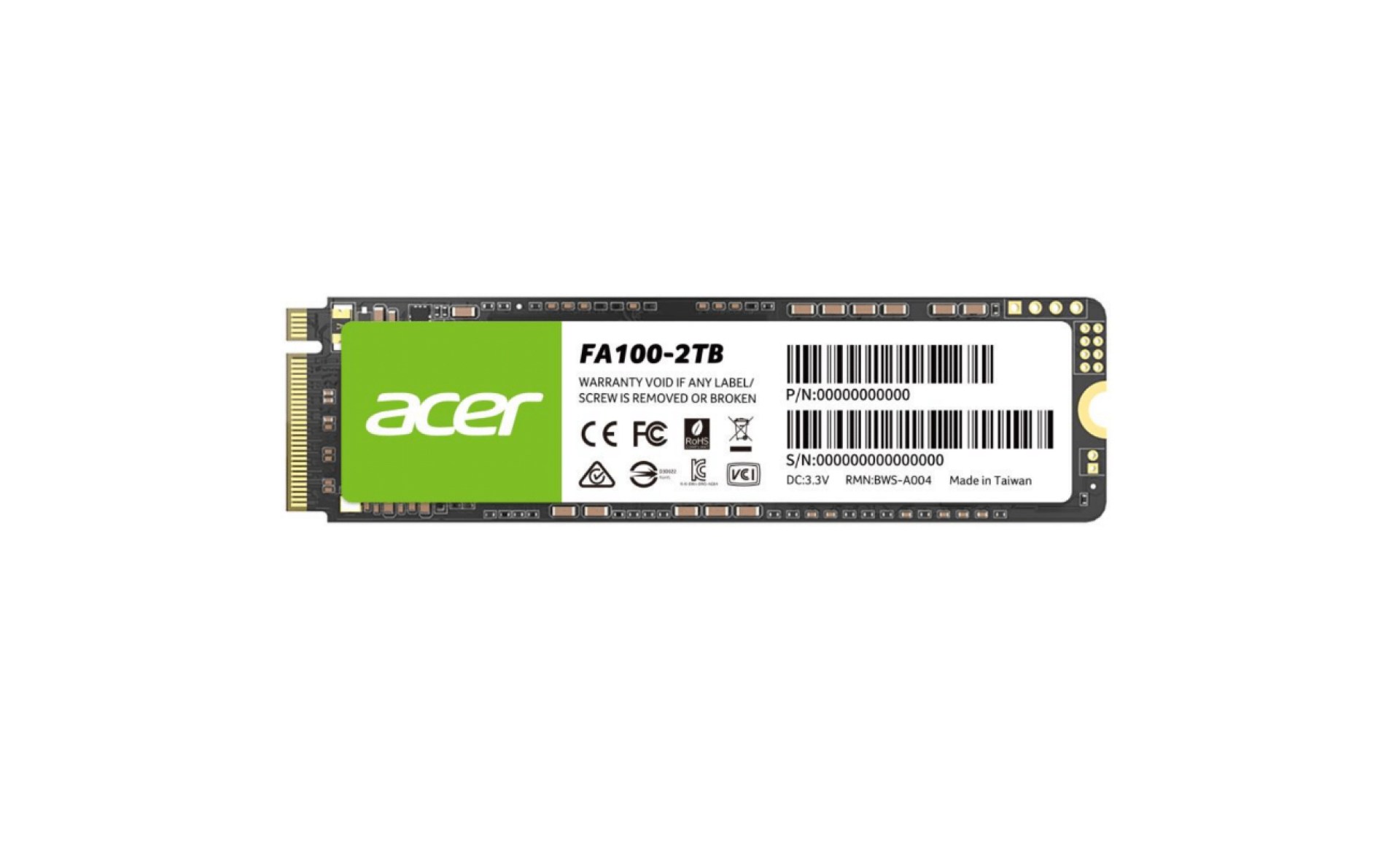 Unidad de Estado Solido ACER FA100 – 2 TB, 3300 MB/s, 2700 MB/s