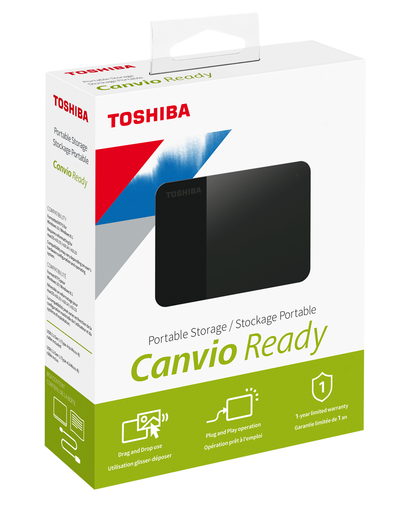 Disco Duro Toshiba Canvio Ready 1TB HDTP310XK3AA – Color Negro, USB USB 3.2 Gen 1(compatible con 2.0), Formato 2.5