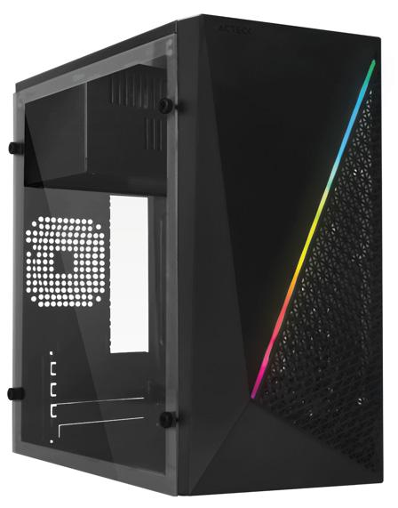 Gabinete  ACTECK KIOTO GC460 RGB ESSENTIAL – Gabinete, Micro-ATX, Mini-ITX, Negro, 500 W