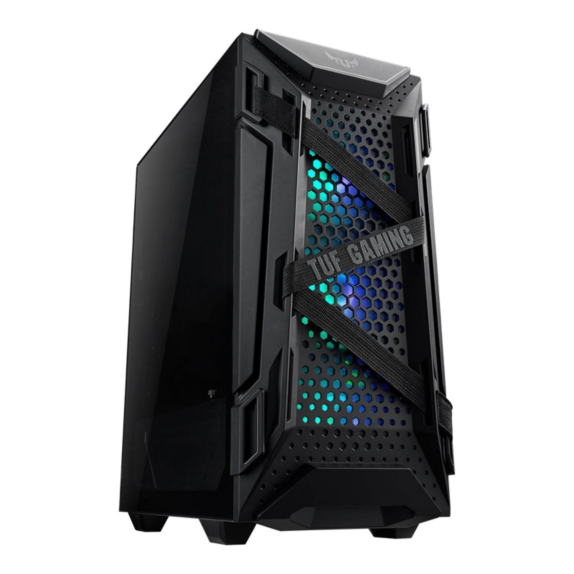 Gabinete Gamer ASUS TUF Gaming GT301 con Ventana – Midi-Tower, ATX, Micro-ATX, Mini-ATX, USB 3.2, sin Fuente, 4 Ventiladores Instalados, Negro