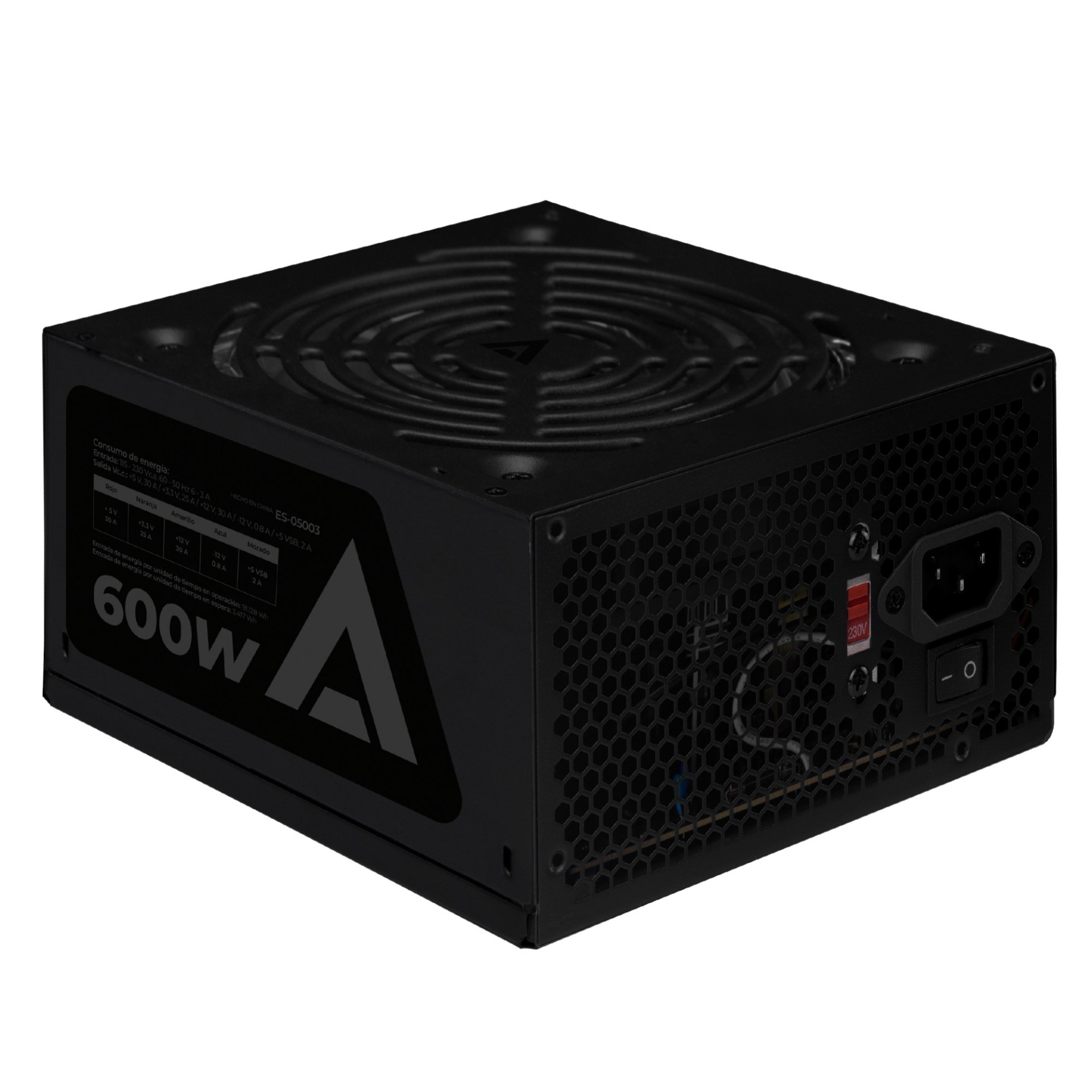 Fuente de Poder ACTECK ATX 600 W 1X20+4 PIN -1X 4 PIN -1XPCIE 6+2 PIN -3XSATA -2XMOLEX-1XFLOPPY LED BLAZAR FT600 –