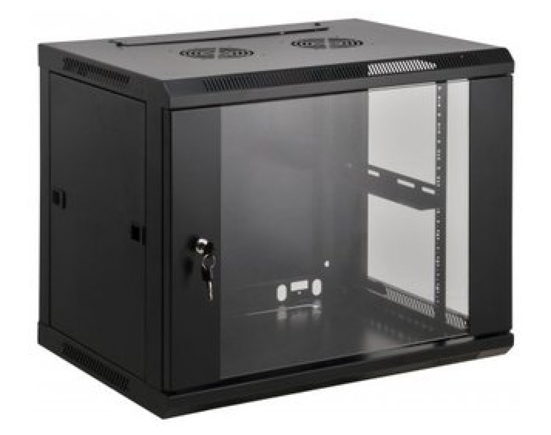 711814 Gabinete Mural 19 9U – ensamblado, negro, Ideal para aplicaciones de montaje en rack de 19; Carga estática máxima de 60 kg