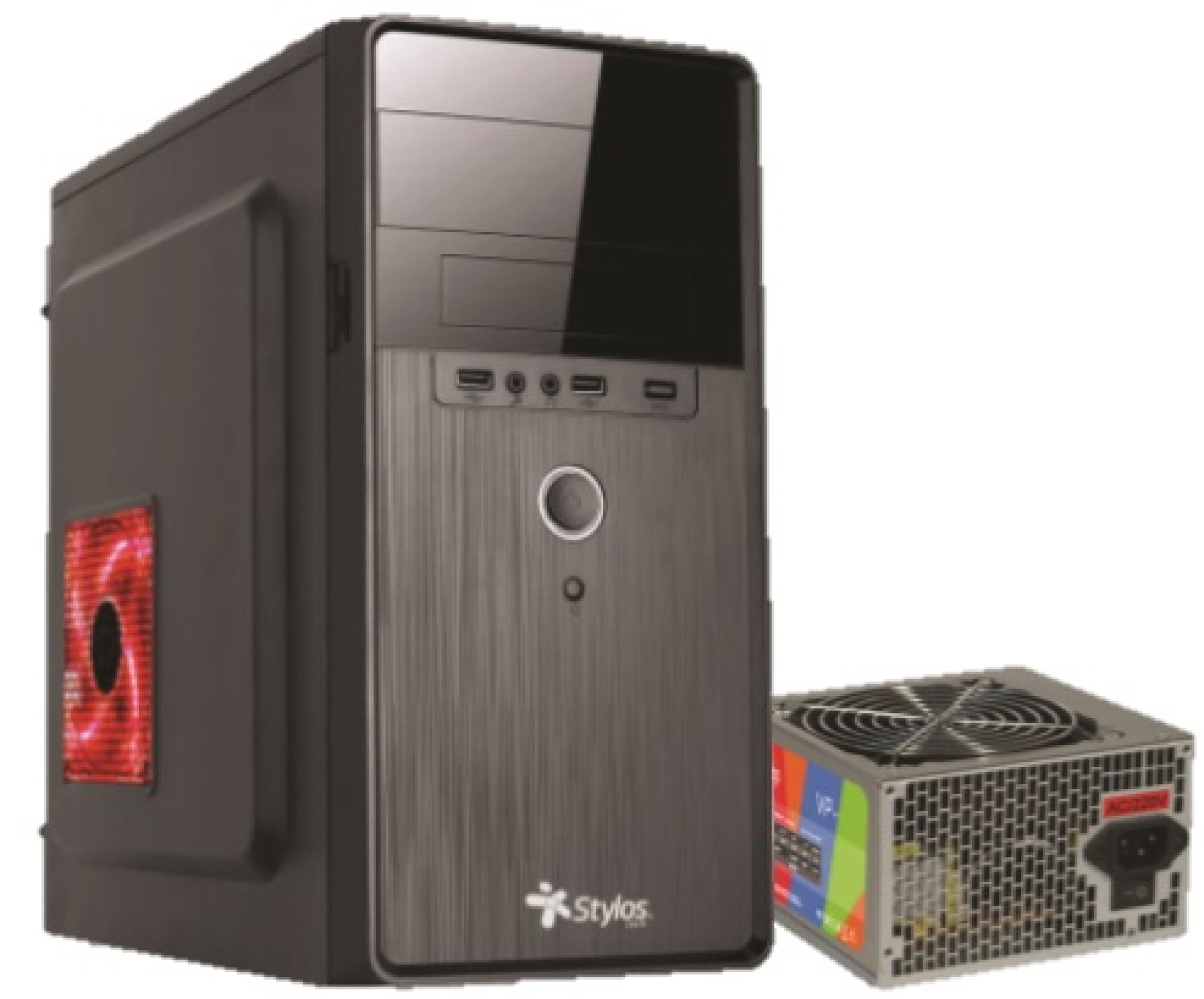 Gabinete Mini con Fuente de Poder Stylos. STPGAC5B –
