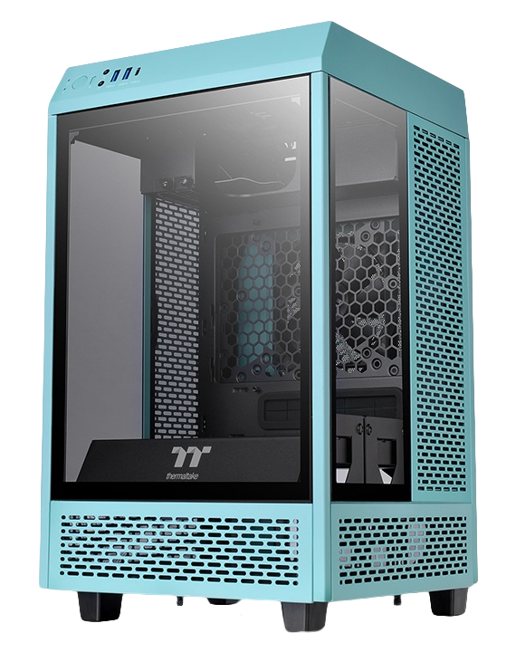 Gabinete Thermaltake Tower 100 Turquesa – con Ventana RGB, Mini-Tower, Mini-ITX, USB 3.0, sin Fuente