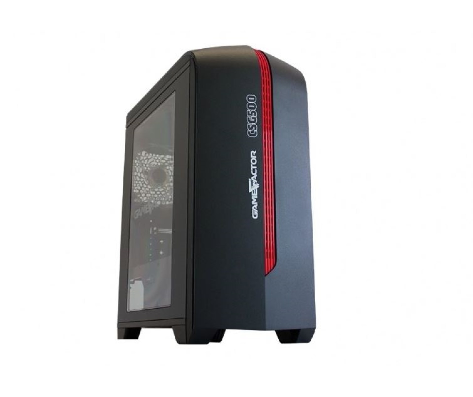 Gabinete GAME FACTOR CSG500 mATX NEG/ROJO – 2xVENT 120MM LED, 1x USB 2.0, 1x USB 3.0