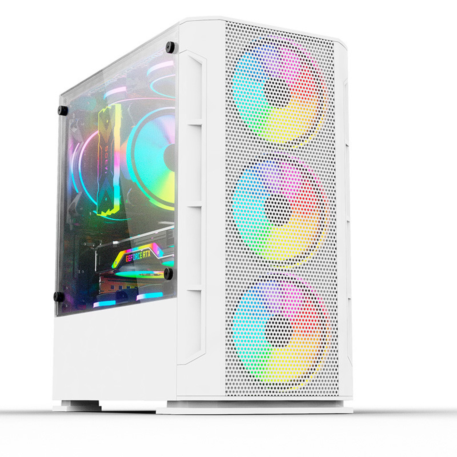 YEYIAN GABINETE GAMER HAIZEN  BLANCO – MEDIA TORRE, ATX/MINI ATX MICRO ATX, 4 ESPACIOS DE EXP, HASTA 8 VENT INC 3, SIN FUENTE, GPU  320MM, YCH-042820