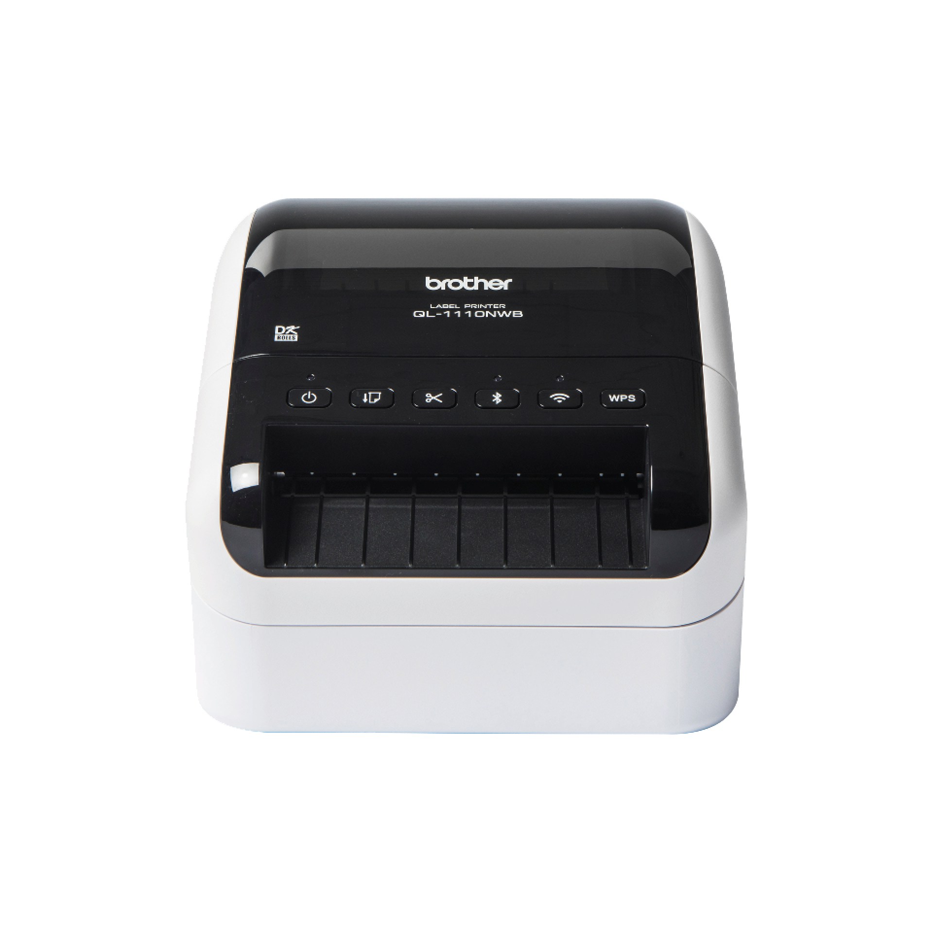 Impresora de etiquetas Brother QL1110NWB – térmica directa, Wifi, LAN, imprime etiquetas de papel de hasta 4 pulg. de ancho y hasta 69 etiquetas/minuto