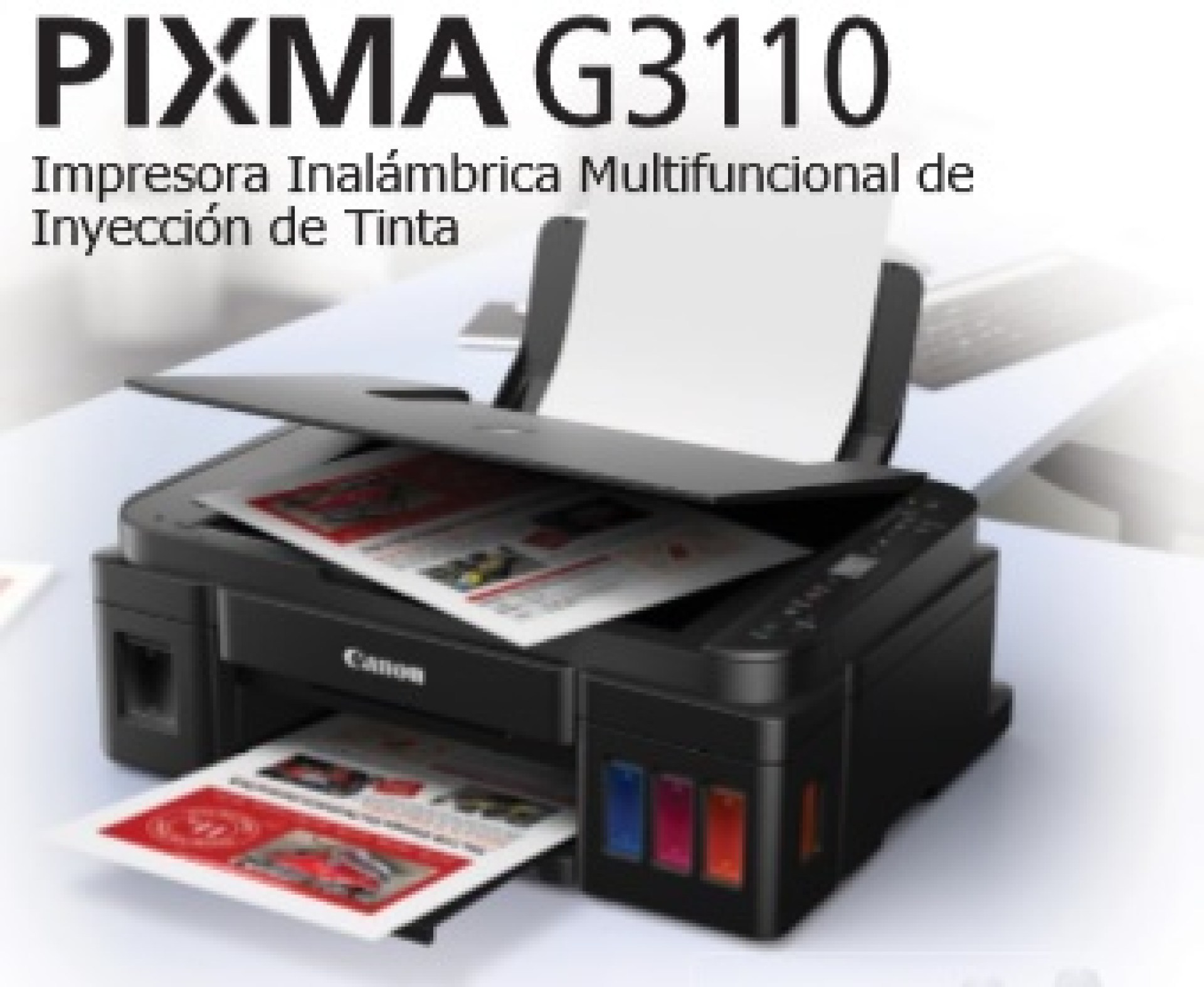 Multifuncional de inyección de tinta CANON Pixma G3110 2315C004AB Tecnología Tinta Continua. Funciones: Impresora – Copiadora – Escáner Velocidad de Impres –