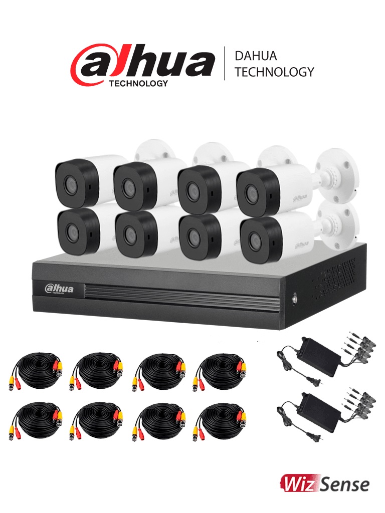 Kit de Videovigilancia Dahua Technology DH-KIT/XVR1B08-I/8-B1A21N-0360B – Interior y exterior, Alámbrico, 8, 1920 x 1080 Pixeles