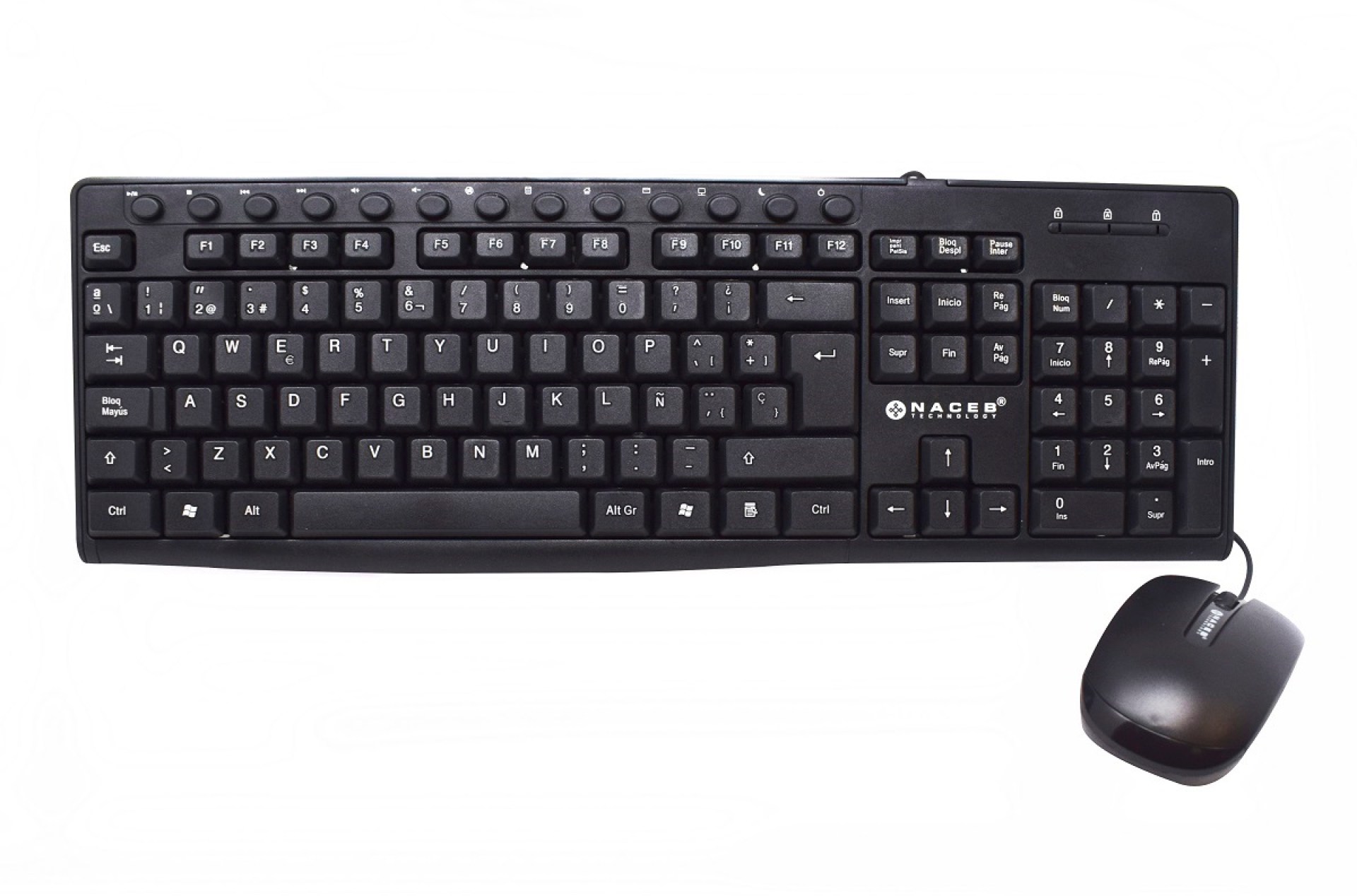 Kit de teclado y mouse Naceb Technology – Estándar, Negro