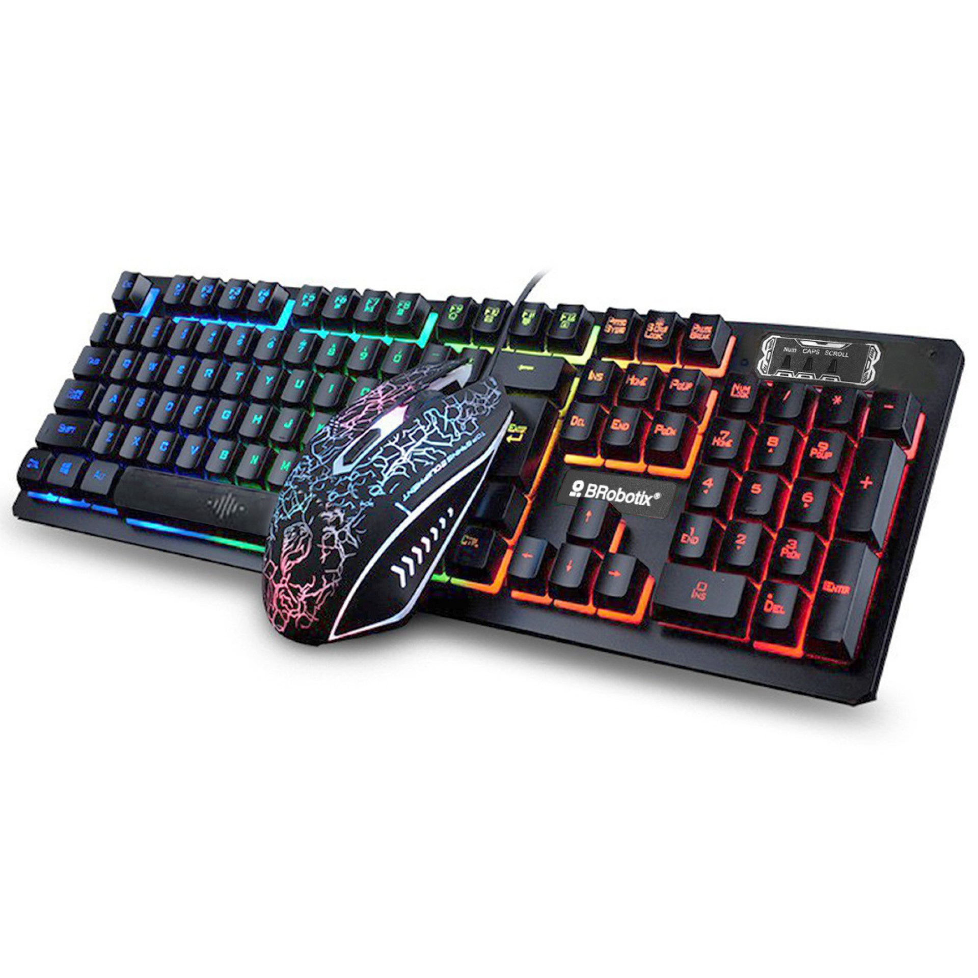 Teclado y Mouse USB RGB Negro BROBOTIX 458977 – Negro, DPI ajustables: 800 / 1600 / 2000 / 2400