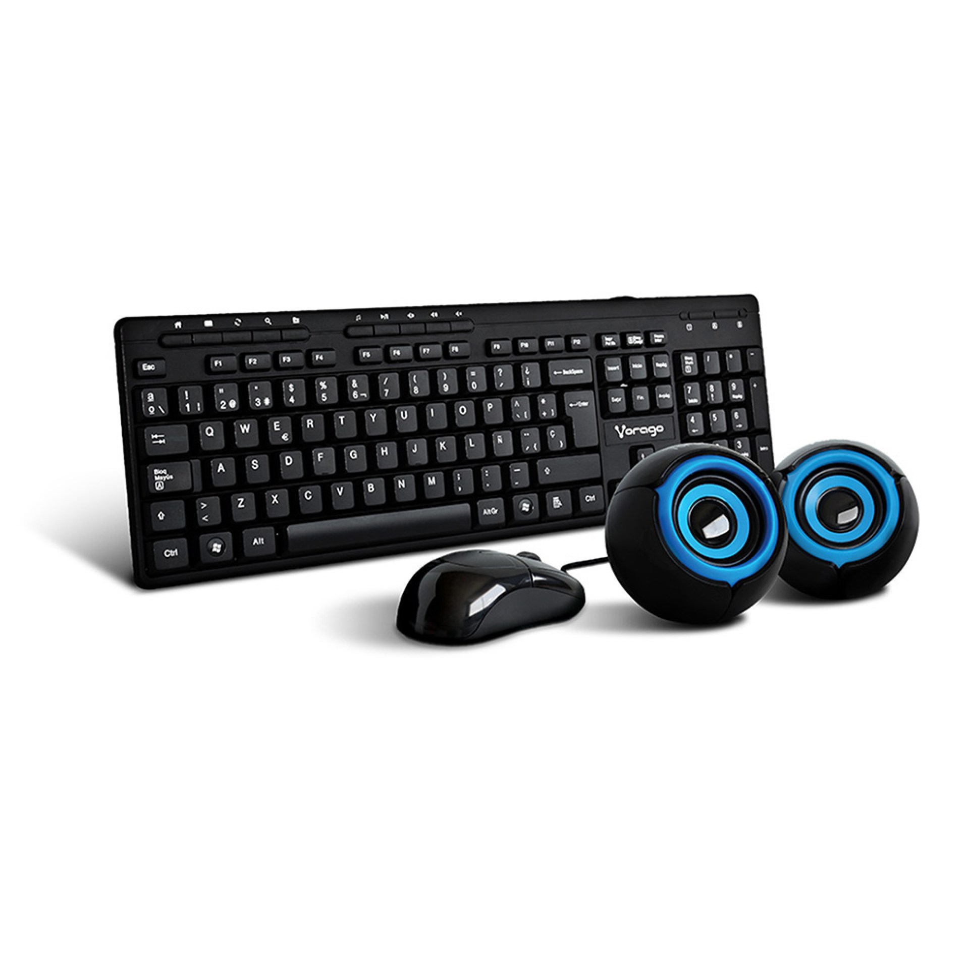 Kit Teclado y Mouse VORAGO – Estándar, 105 teclas, Negro, 1000 DPI